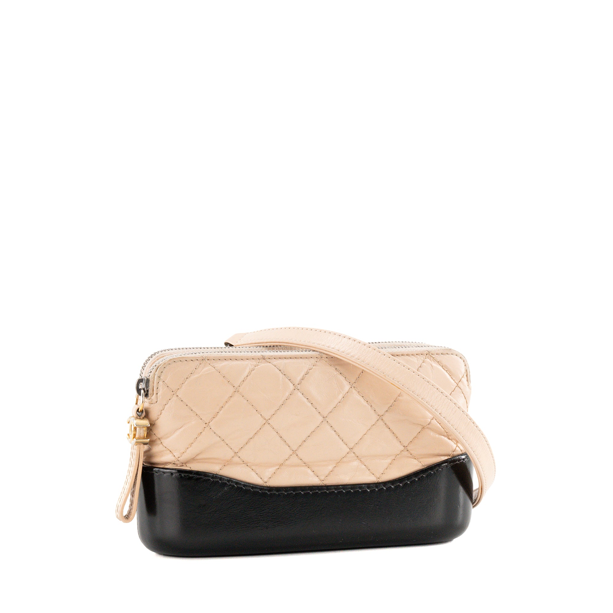 CHANEL - Sac à bandoulière Wallet on chain Gabrielle Chanel en cuir beige et noir