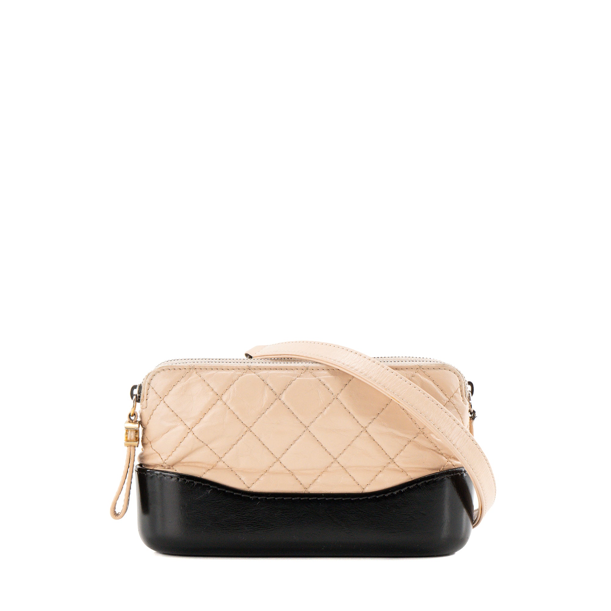 CHANEL - Sac à bandoulière Wallet on chain Gabrielle Chanel en cuir beige et noir