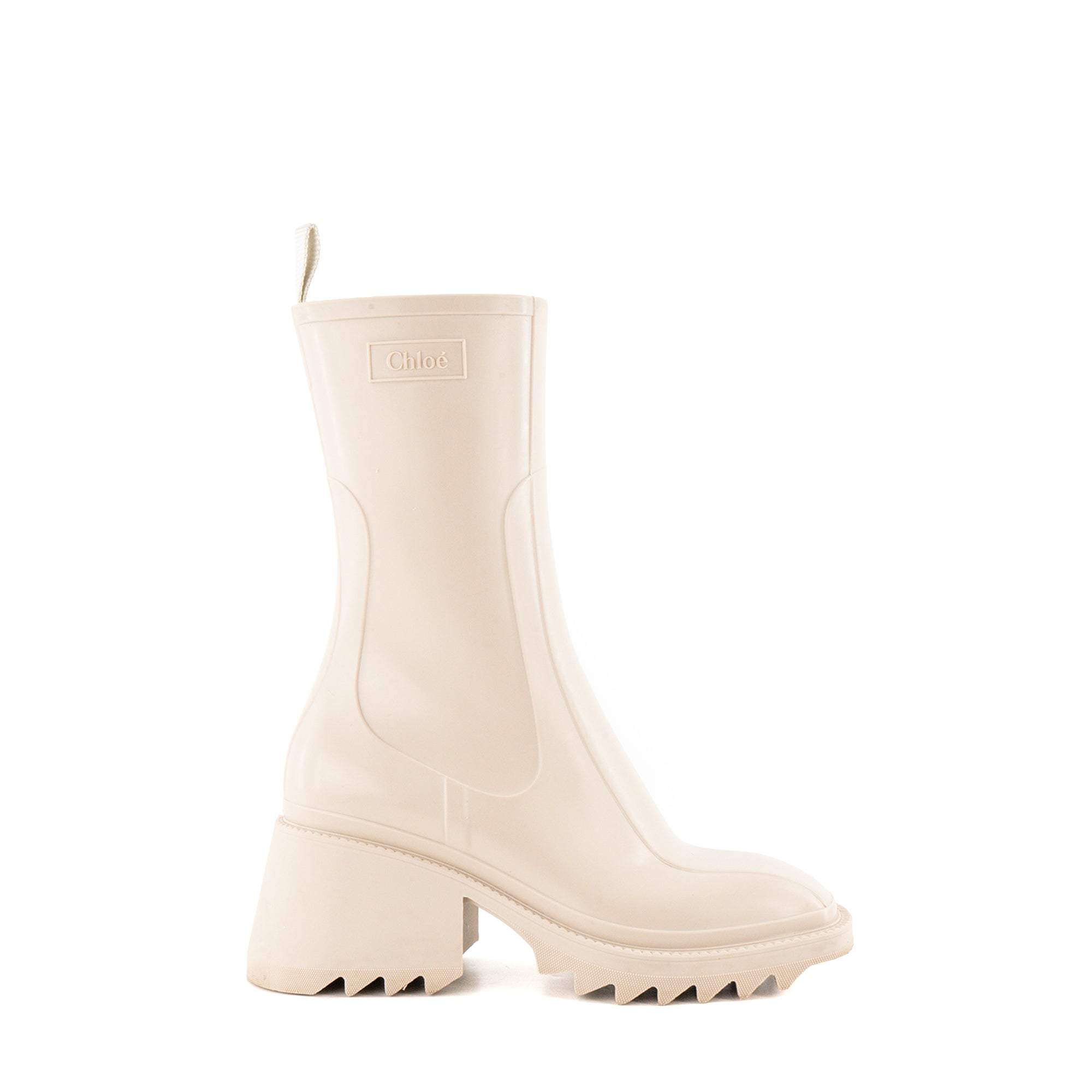 CHLOÉ - Bottines Betty Chloé en caoutchouc beige (T37)