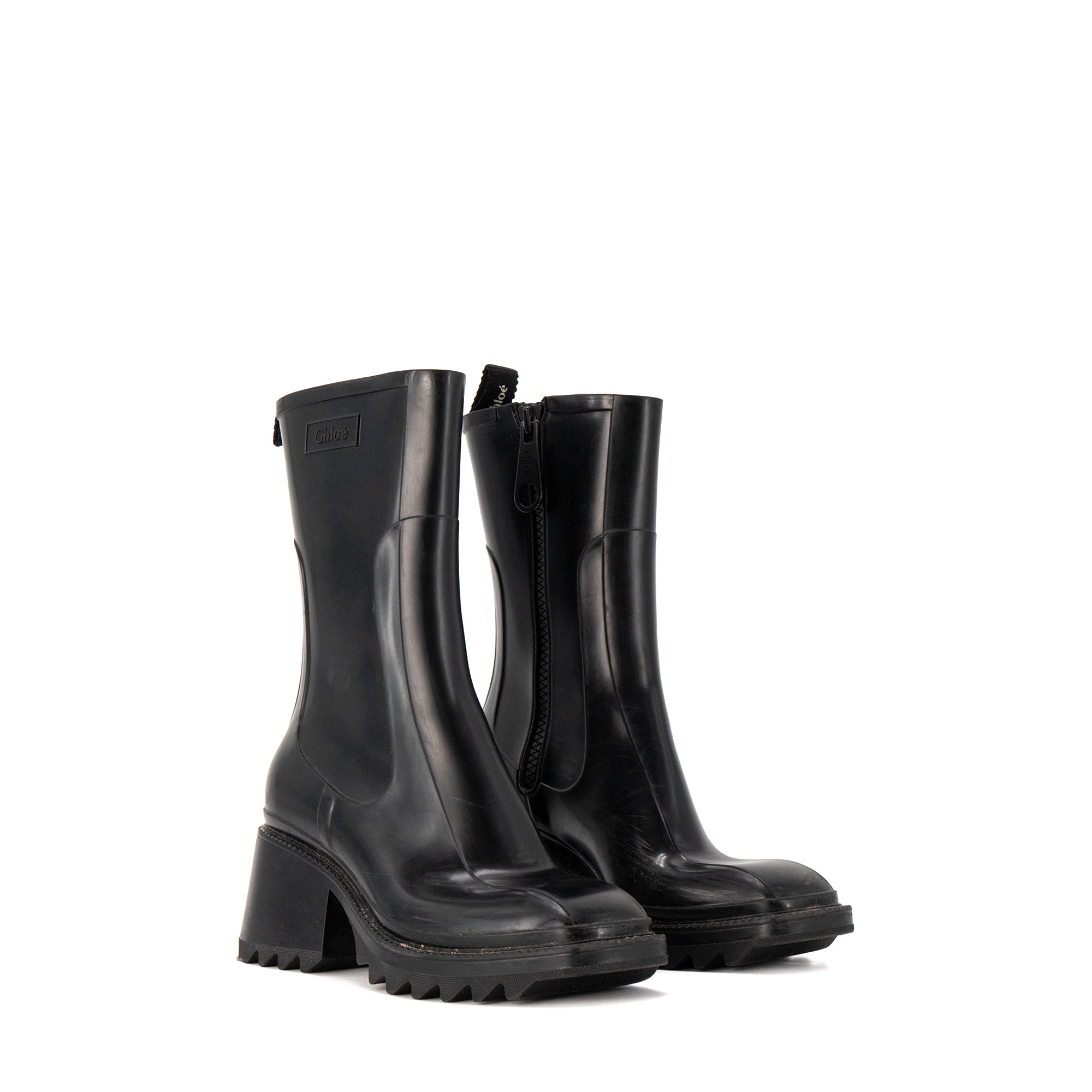CHLOÉ - Bottines Betty Chloé en caoutchouc noir (T38)