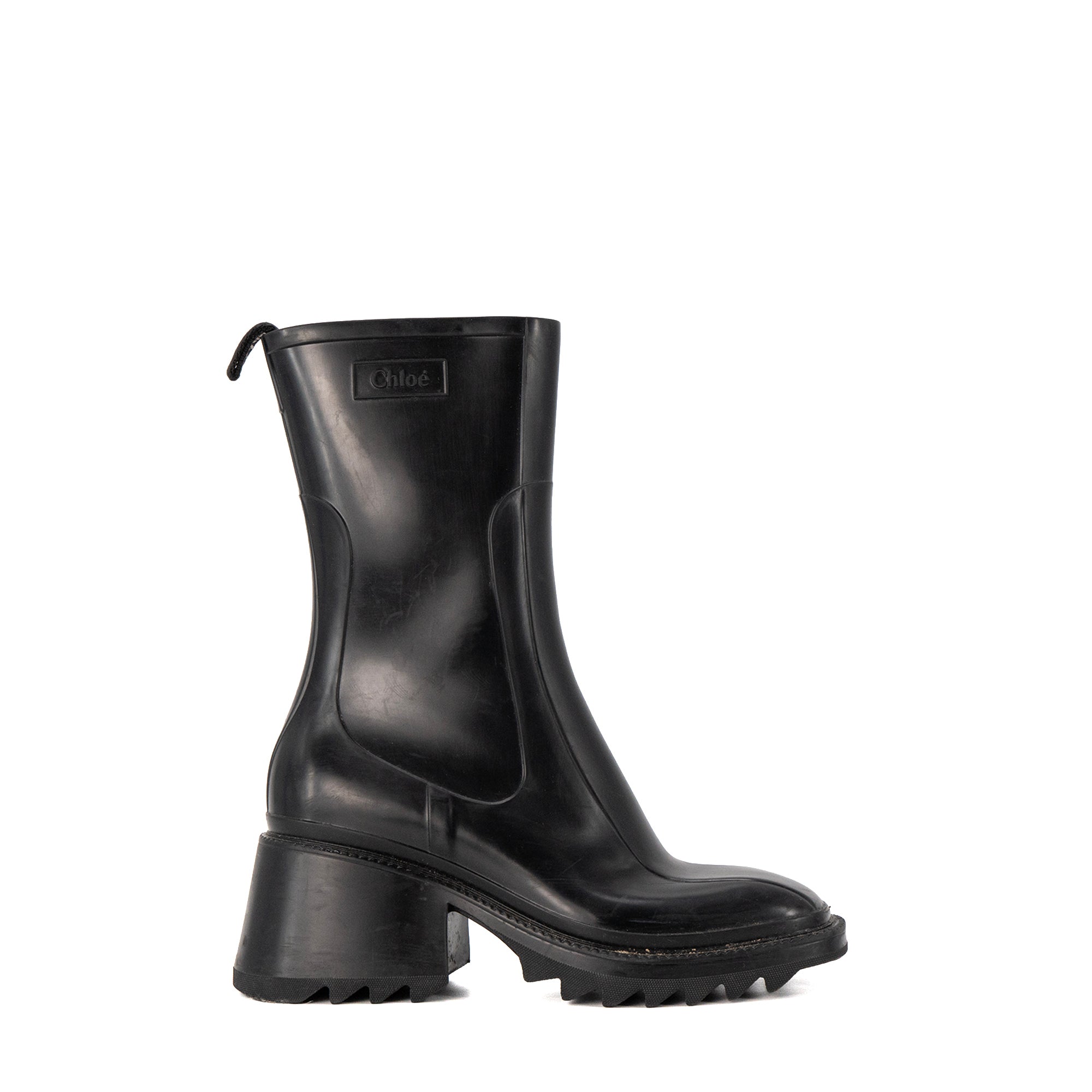 CHLOÉ - Bottines Betty Chloé en caoutchouc noir (T39)