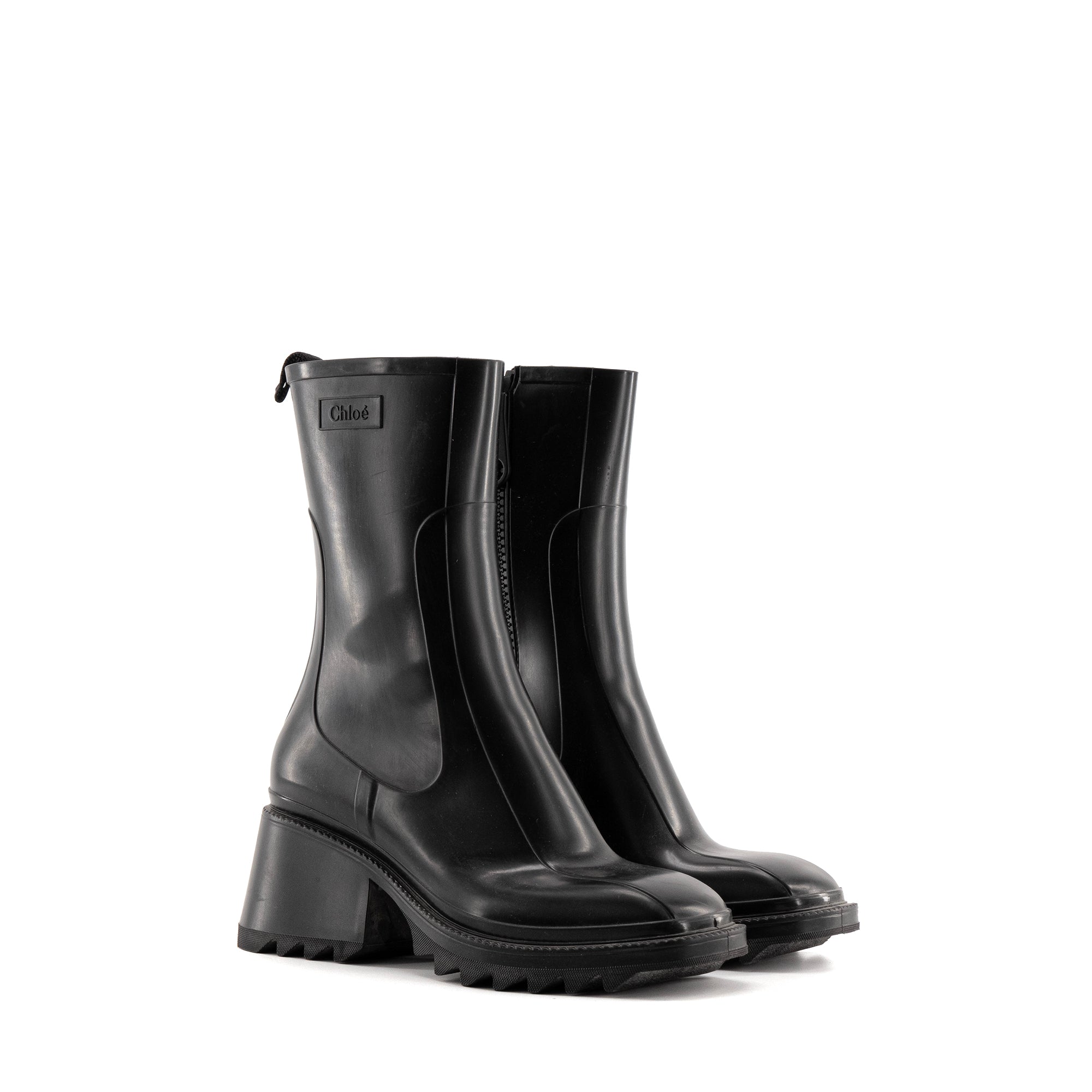 CHLOÉ - Bottines Betty Chloé en caoutchouc noir (T40)