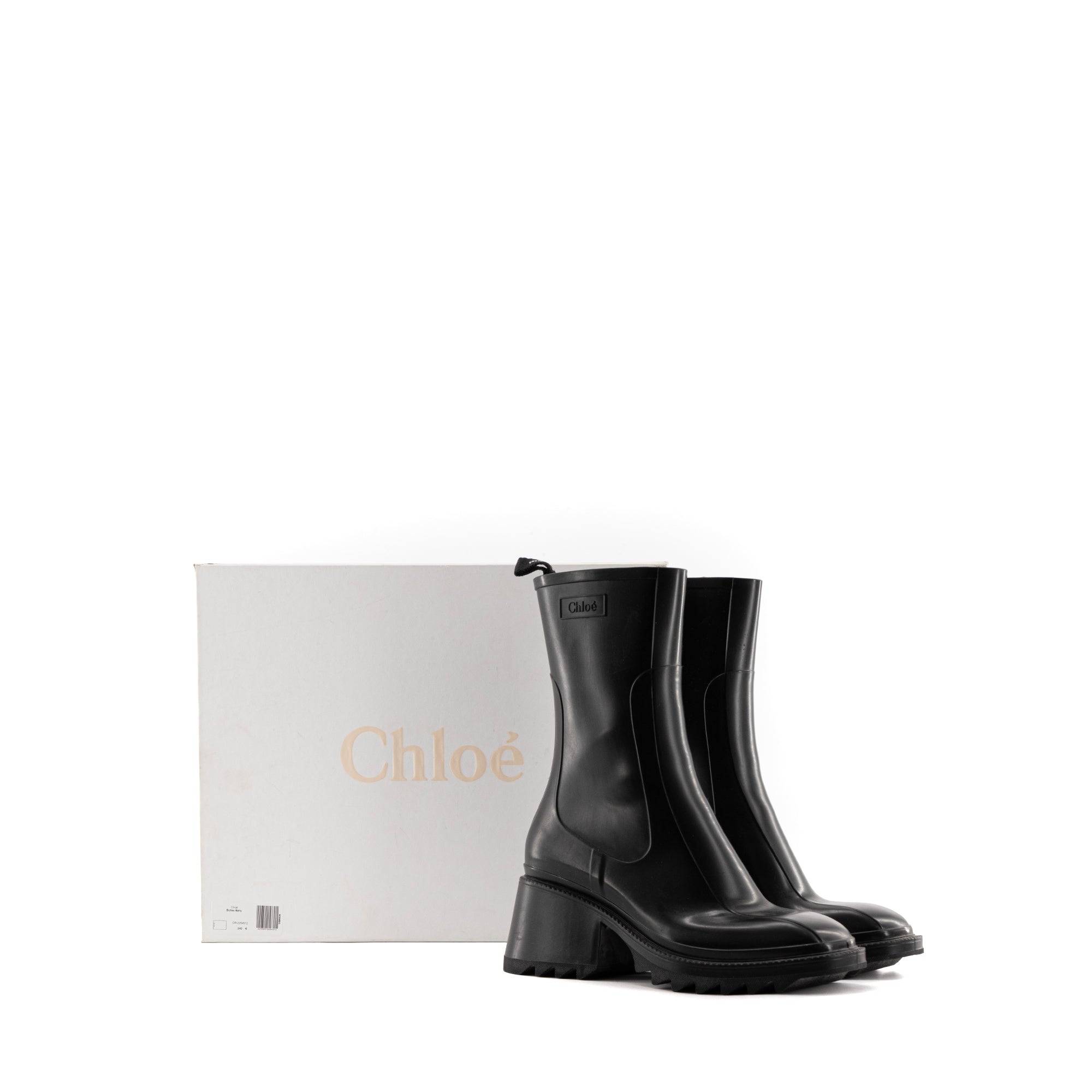CHLOÉ - Bottines Betty Chloé en caoutchouc noir (T40)