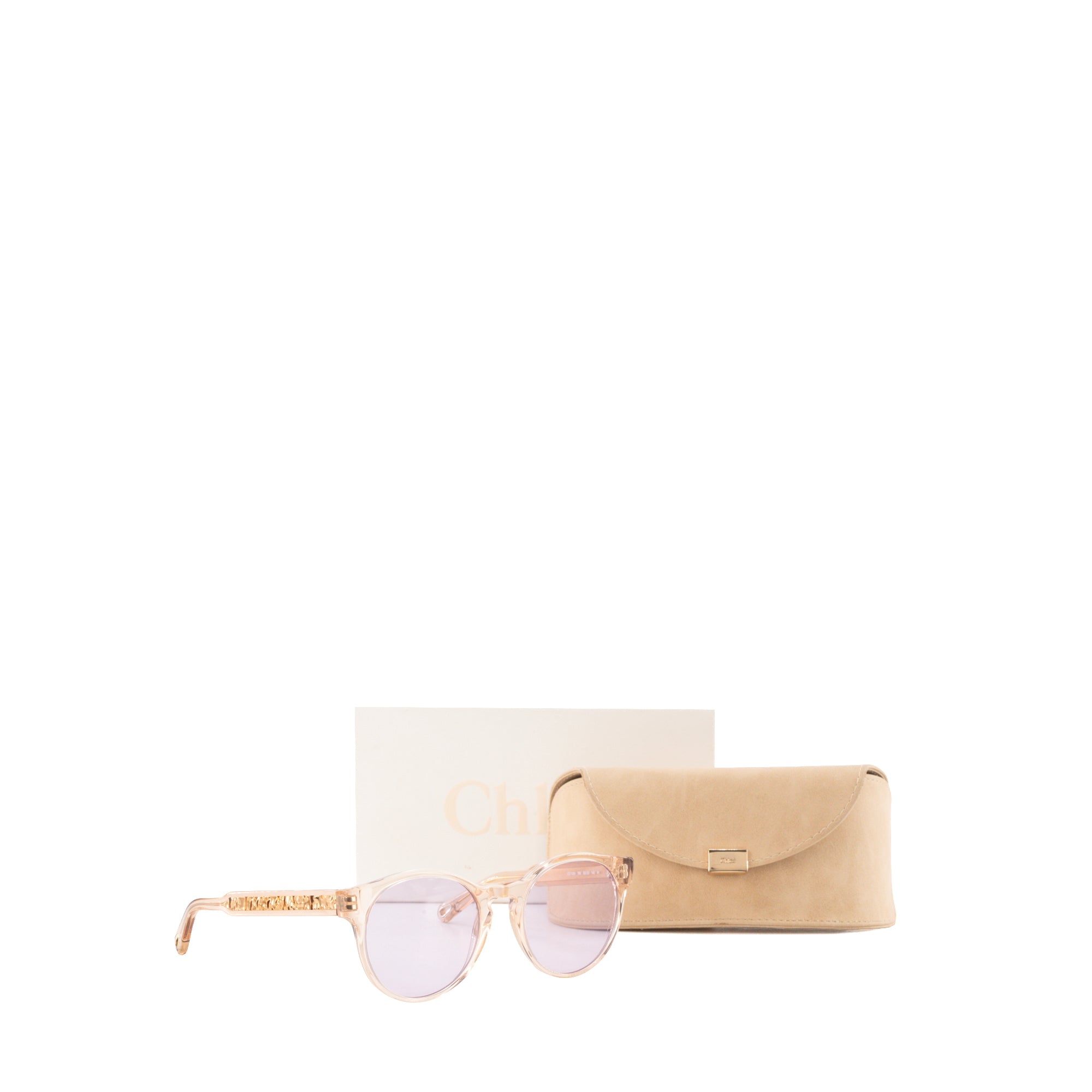 CHLOÉ - Lunettes de soleil Chloé en acétate rose pâle et métal doré