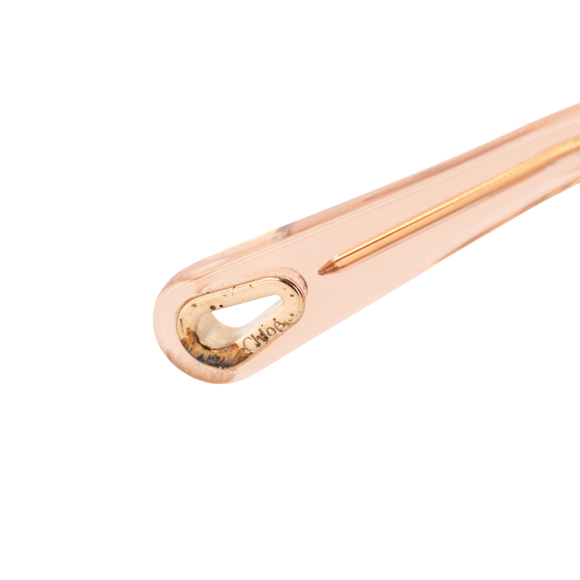 CHLOÉ - Lunettes de soleil Chloé en acétate rose pâle et métal doré
