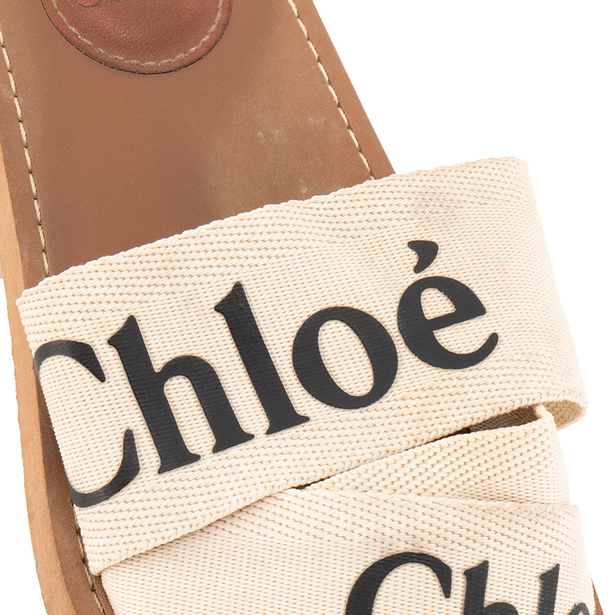 CHLOÉ - Mules Woody Chloé en toile beige (T36)