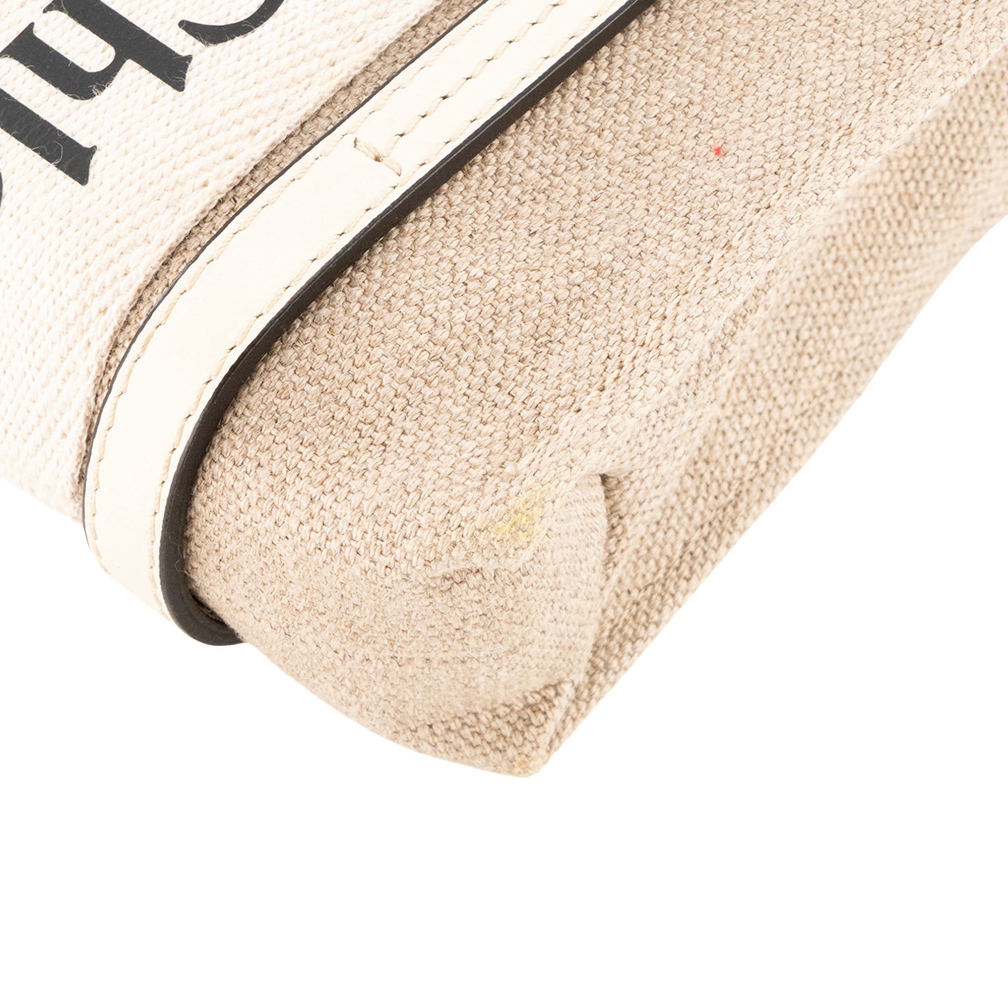CHLOÉ - Sac à bandoulière Cabas Woody mini Chloé en toile et cuir beige