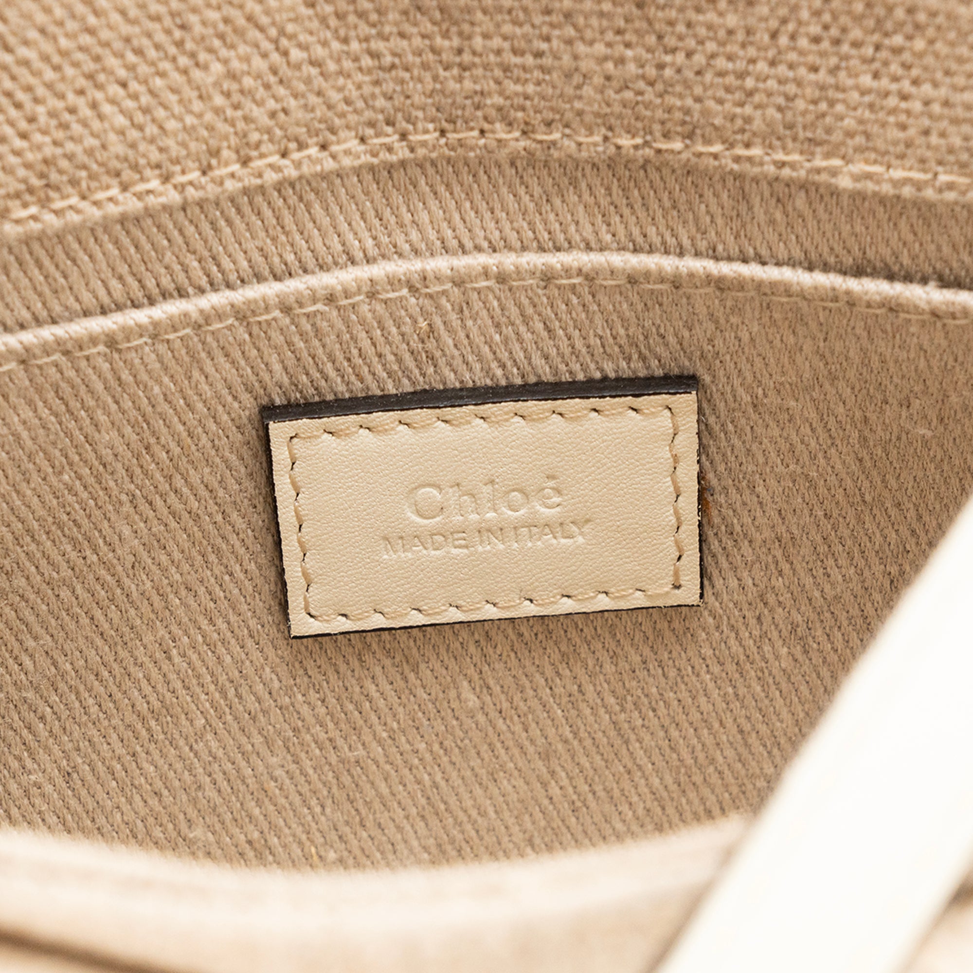 CHLOÉ - Sac à bandoulière Cabas Woody mini Chloé en toile et cuir beige