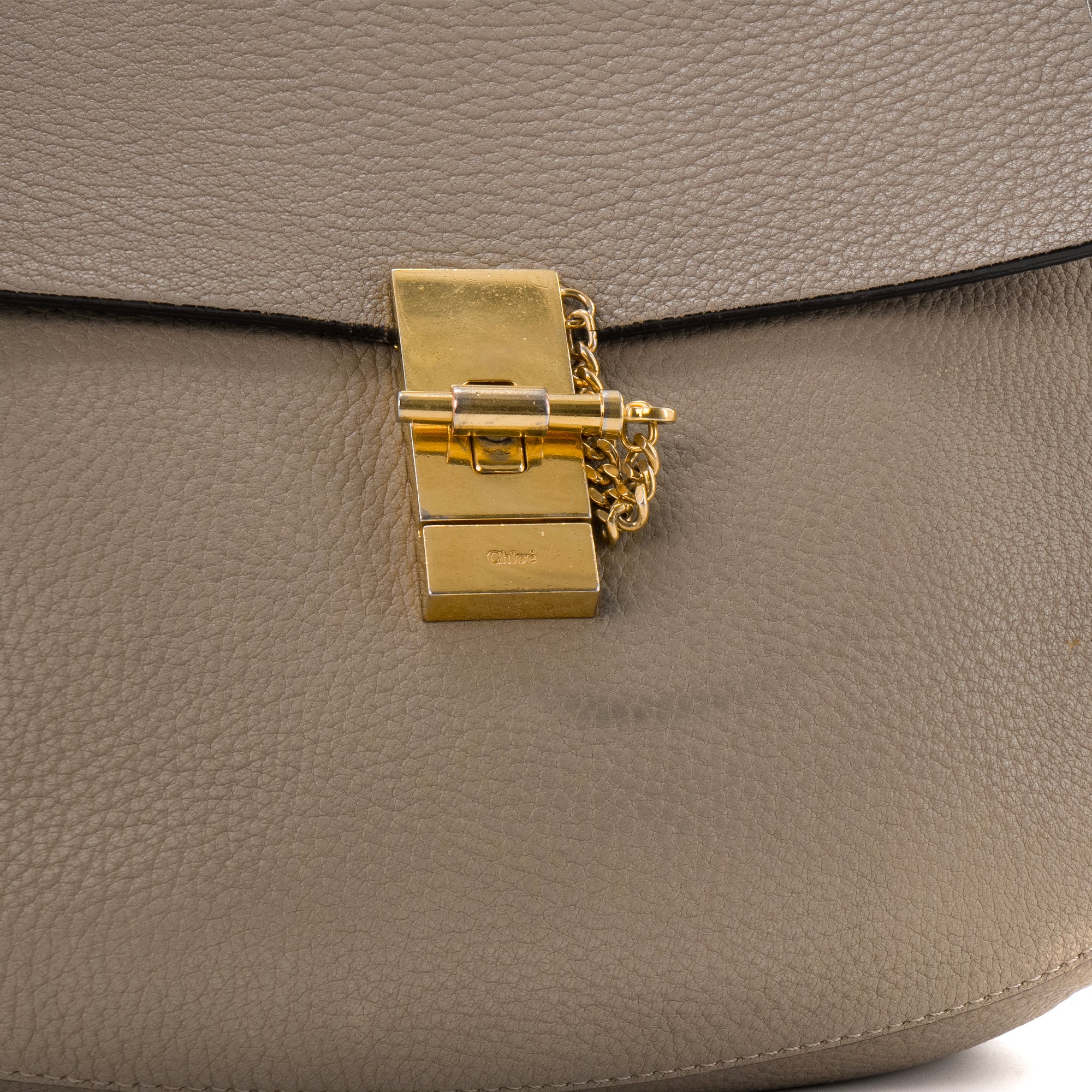 CHLOÉ - Sac à bandoulière Drew Chloé en cuir grainé taupe