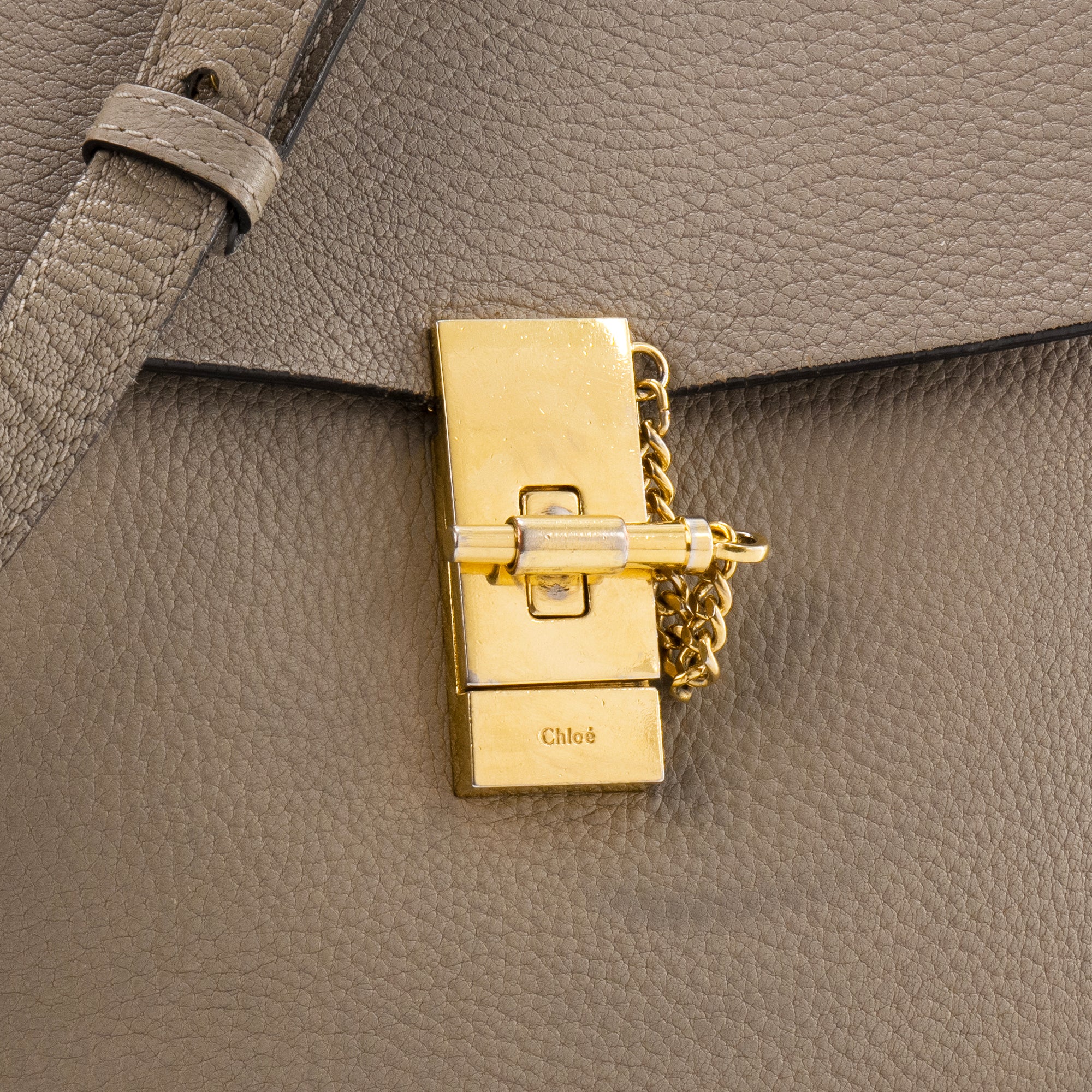 CHLOÉ - Sac à bandoulière Drew Chloé en cuir grainé taupe