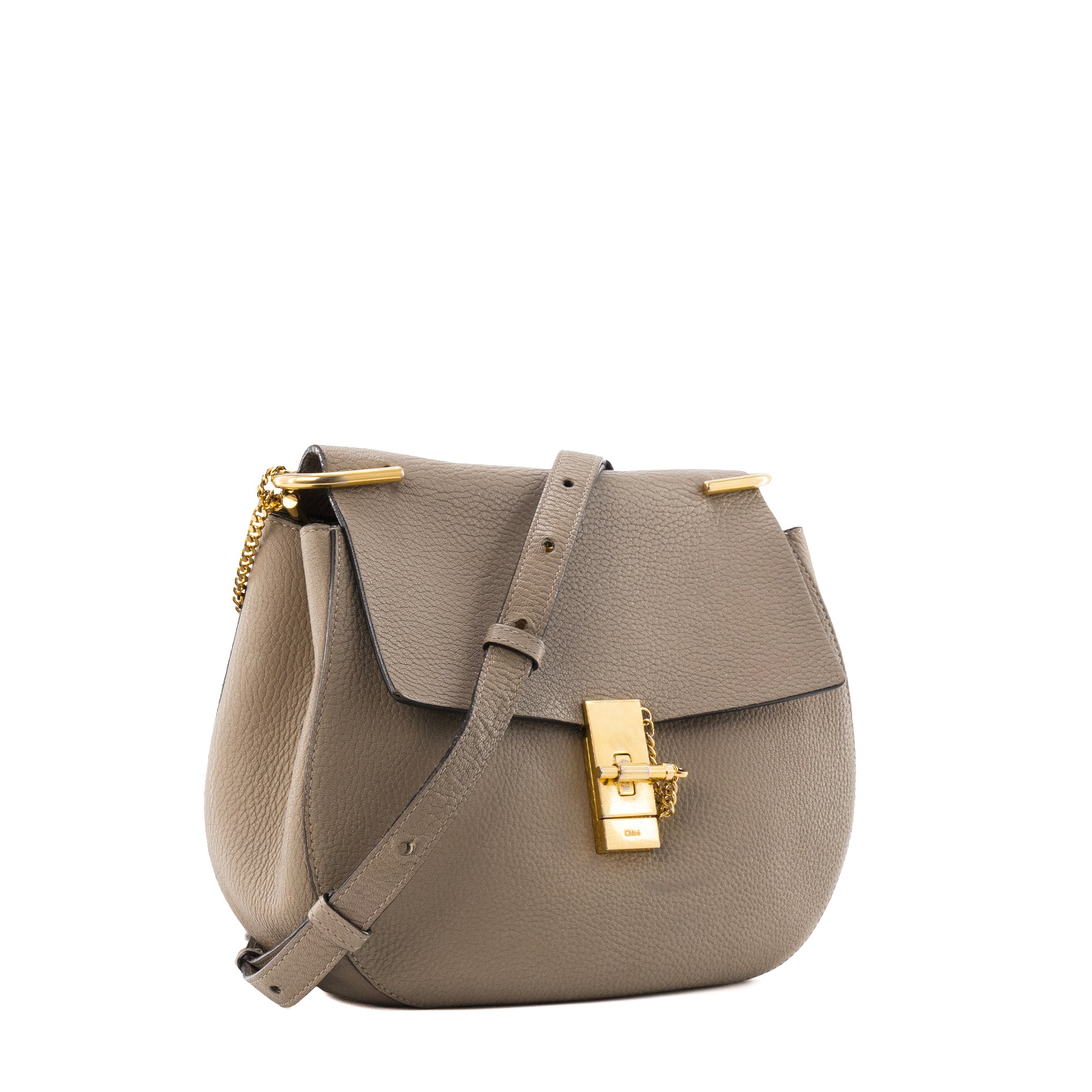 CHLOÉ - Sac à bandoulière Drew Chloé en cuir grainé taupe