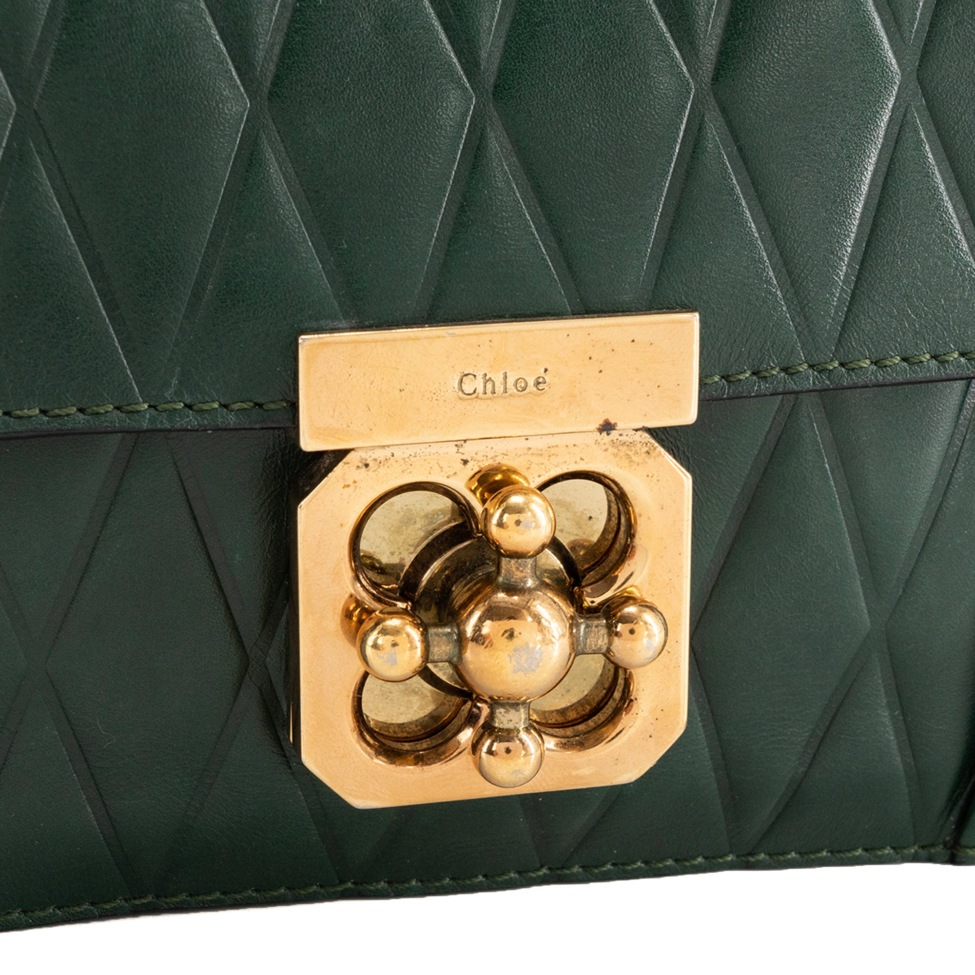 CHLOÉ - Sac à bandoulière Elsie Chloé en cuir lisse vert vintage