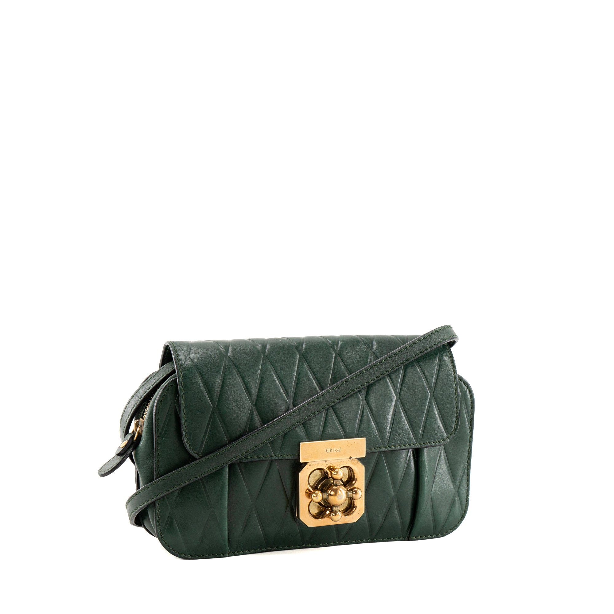 CHLOÉ - Sac à bandoulière Elsie Chloé en cuir lisse vert vintage