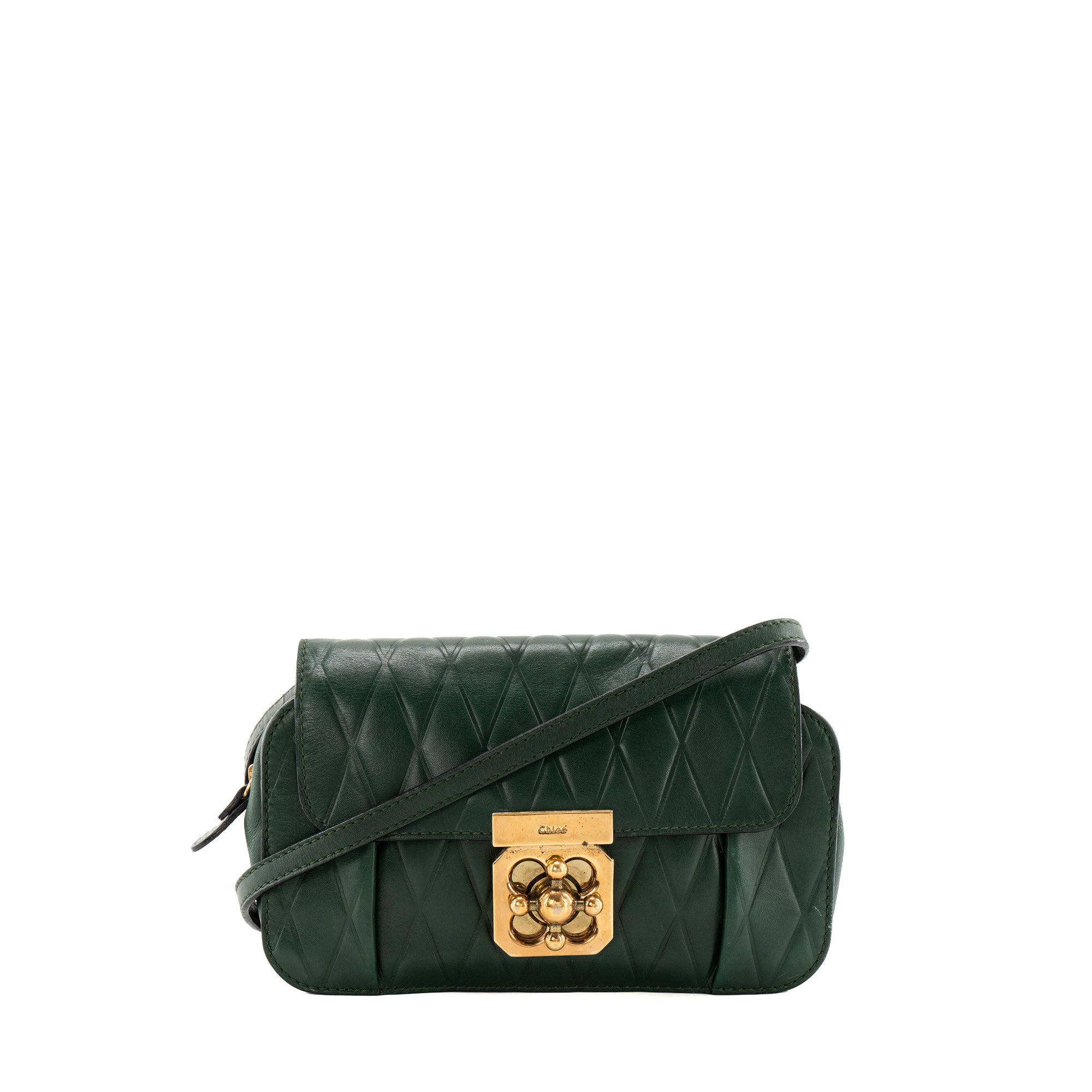CHLOÉ - Sac à bandoulière Elsie Chloé en cuir lisse vert vintage