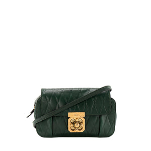 CHLOÉ - Sac à bandoulière Elsie Chloé en cuir lisse vert vintage