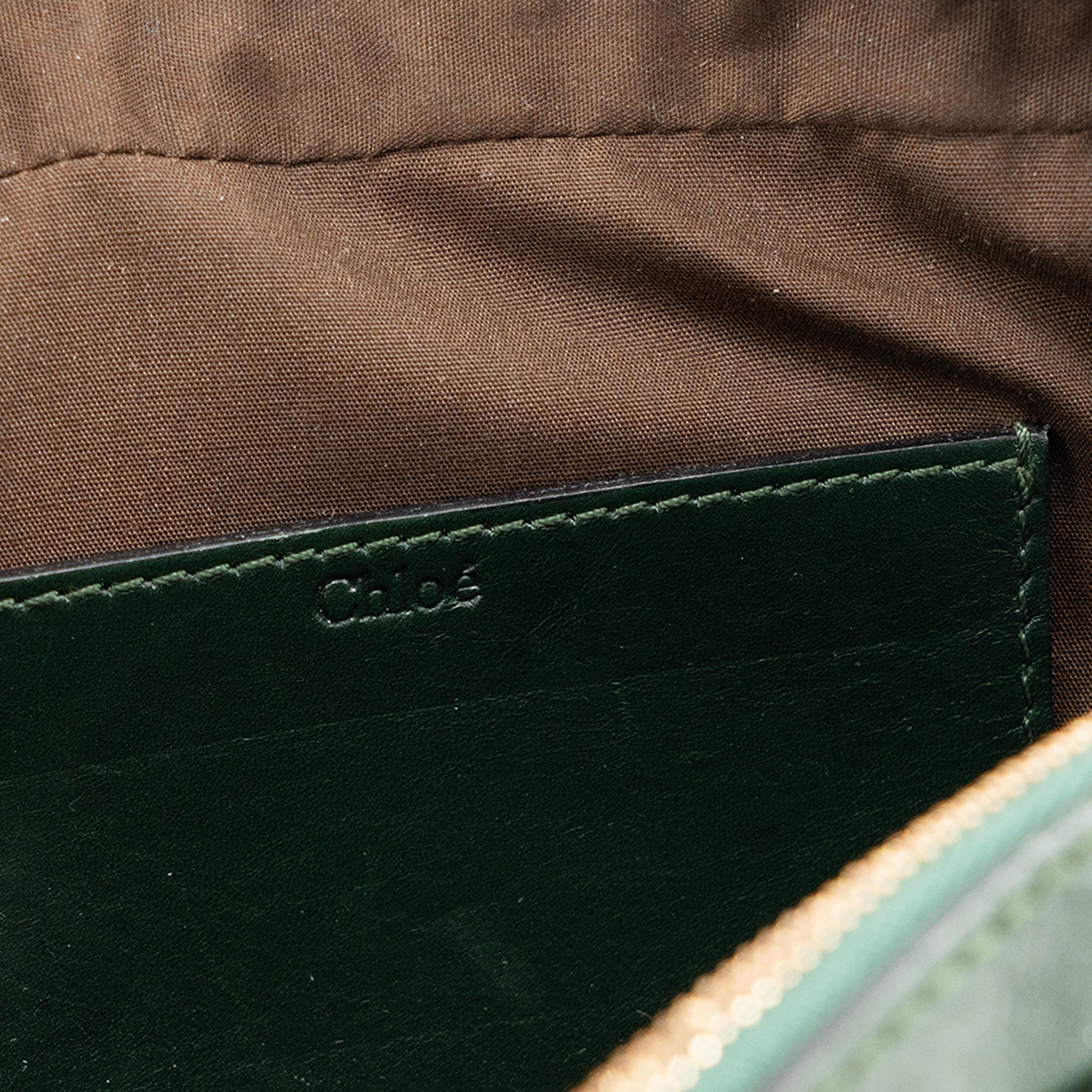 CHLOÉ - Sac à bandoulière Elsie Chloé en cuir lisse vert vintage