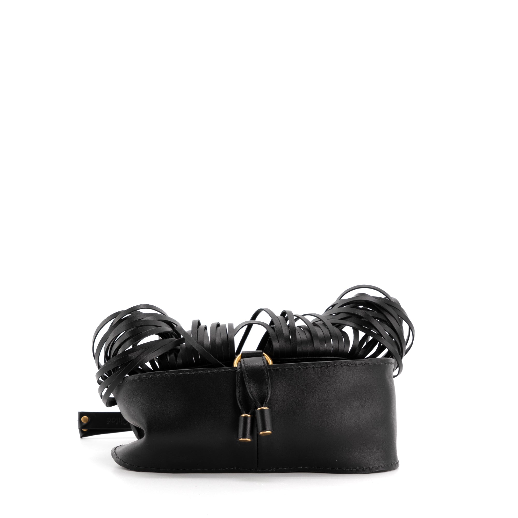 CHLOÉ - Sac à bandoulière Marcie à franges Chloé en cuir noir