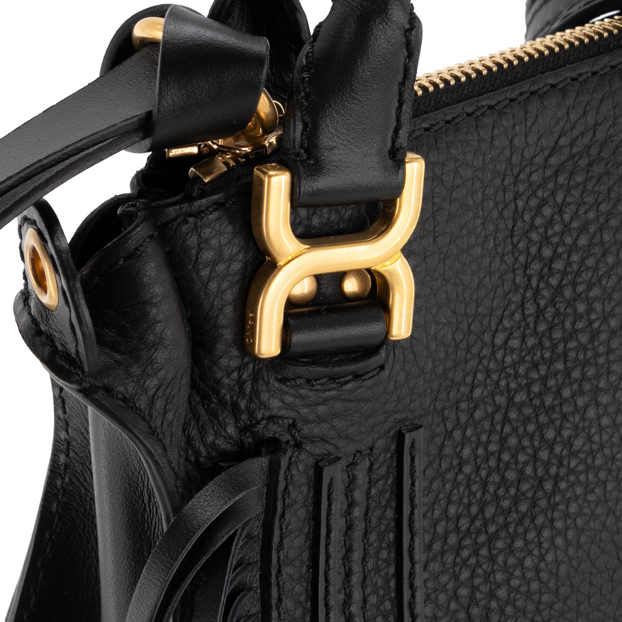 CHLOÉ - Sac à bandoulière Marcie à franges Chloé en cuir noir