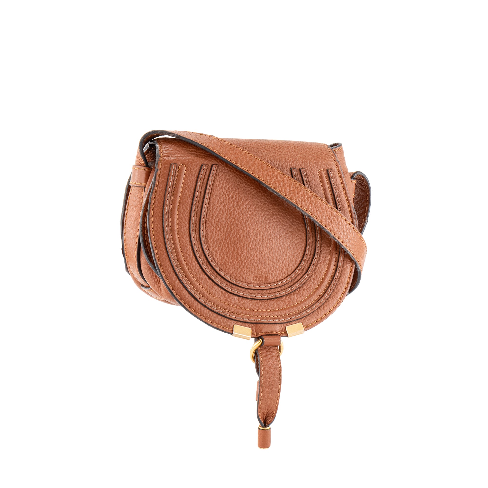 CHLOÉ - Sac à bandoulière Marcie Chloé en cuir grainé marron