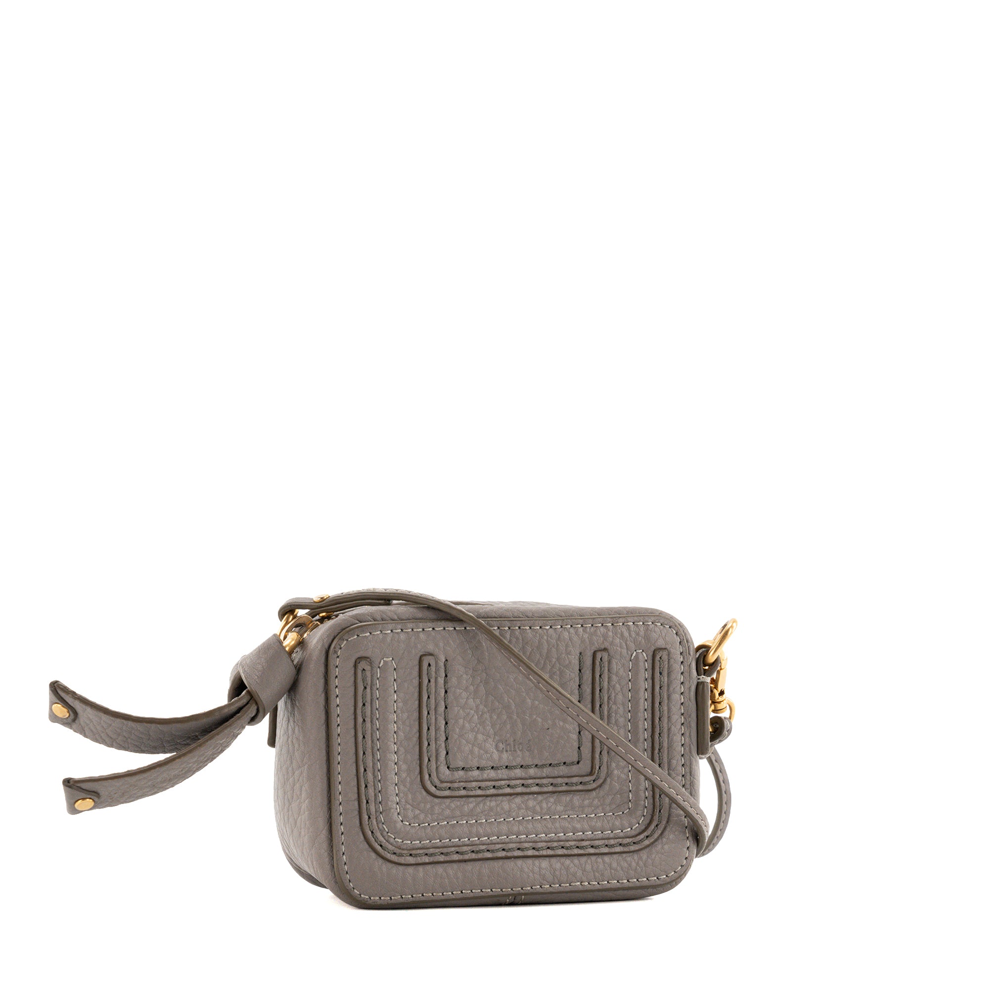 CHLOÉ - Sac à bandoulière Marcie mini Chloé en cuir grainé gris