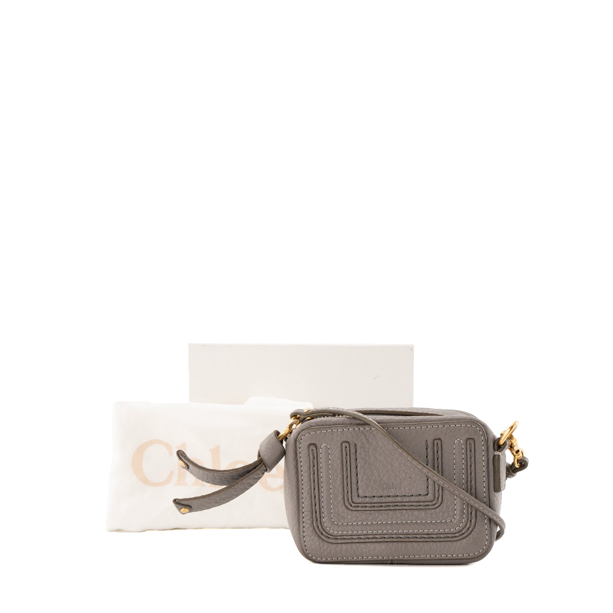 CHLOÉ - Sac à bandoulière Marcie mini Chloé en cuir grainé gris