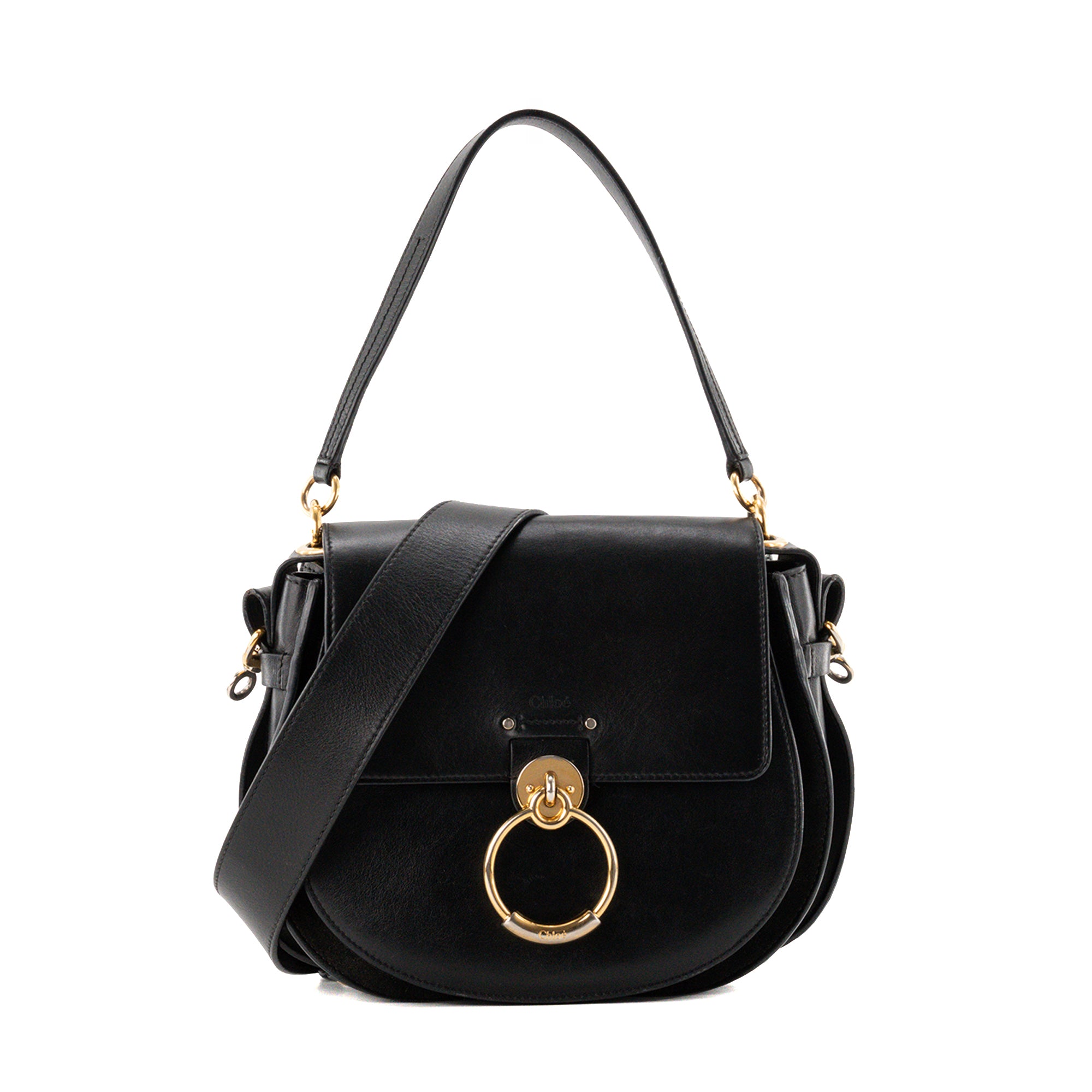 CHLOÉ - Sac à bandoulière Tess Chloé en cuir lisse noir