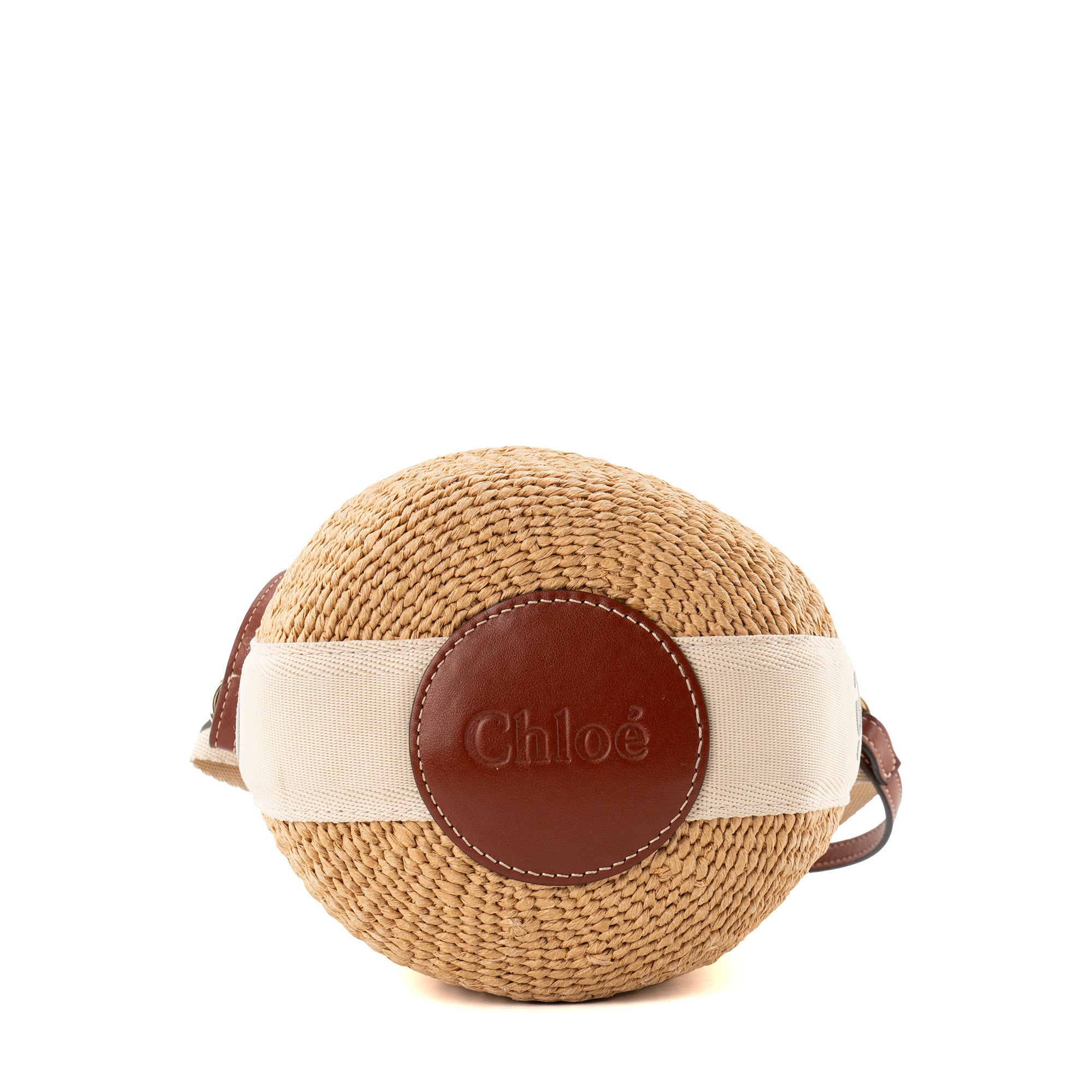 CHLOÉ - Sac à bandoulière Woody PM Chloé en raphia et toile beige