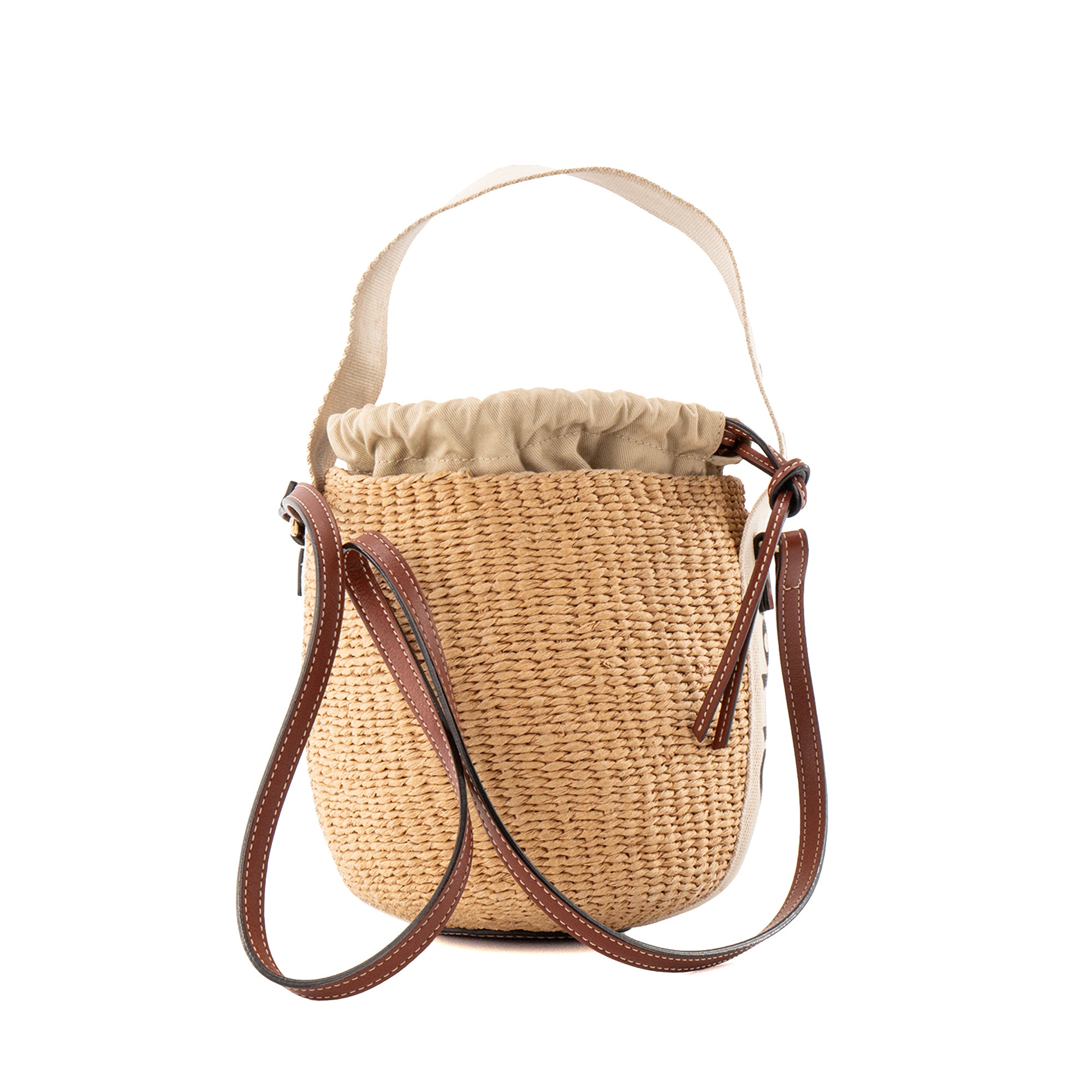 CHLOÉ - Sac à bandoulière Woody PM Chloé en raphia et toile beige