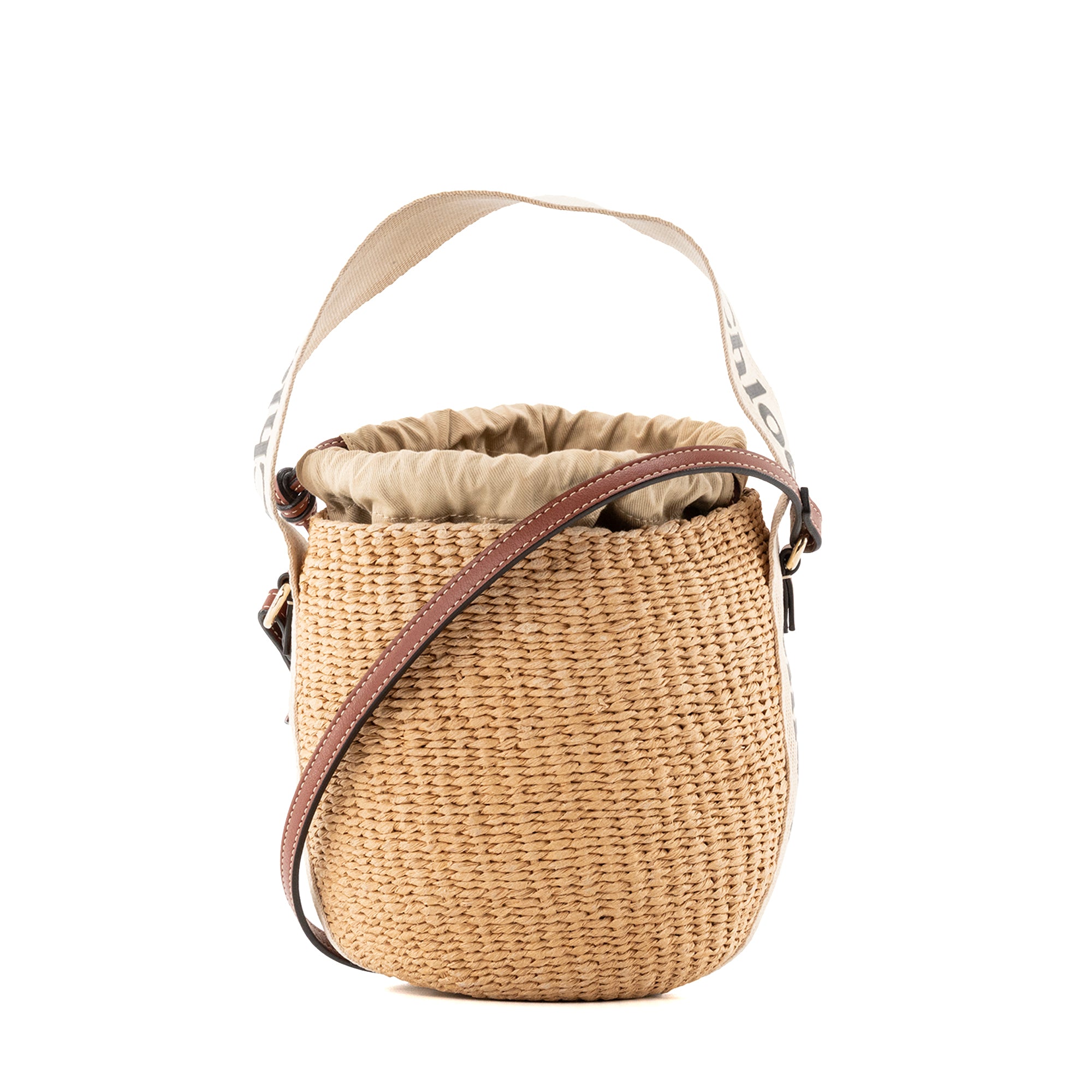 CHLOÉ - Sac à bandoulière Woody PM Chloé en raphia et toile beige