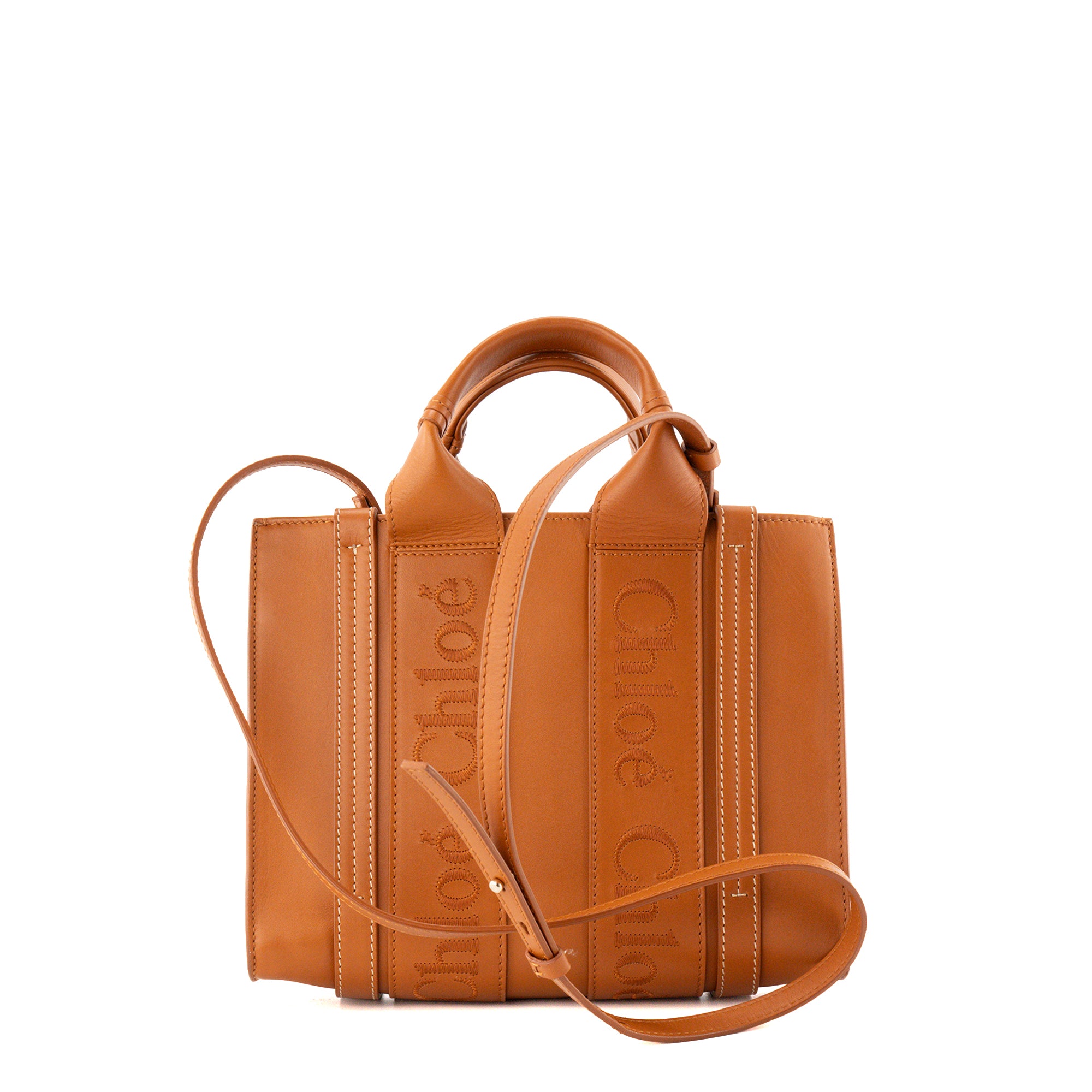 CHLOÉ - Sac à bandoulière Woody Small Chloé en cuir lisse camel