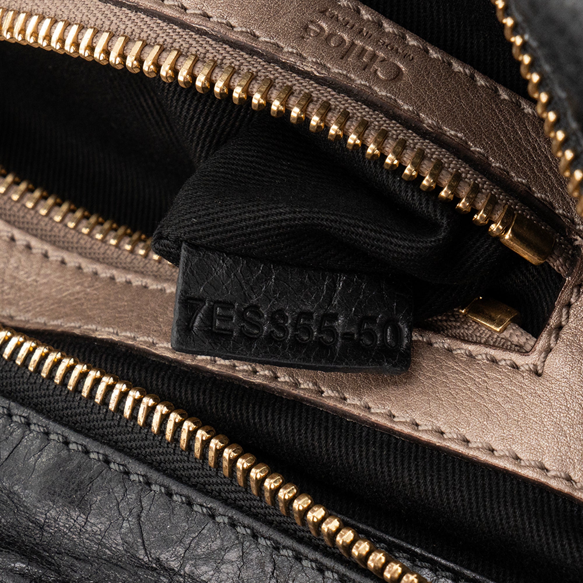 CHLOÉ - Sac à épaule Bay Chloé en cuir froissé noir