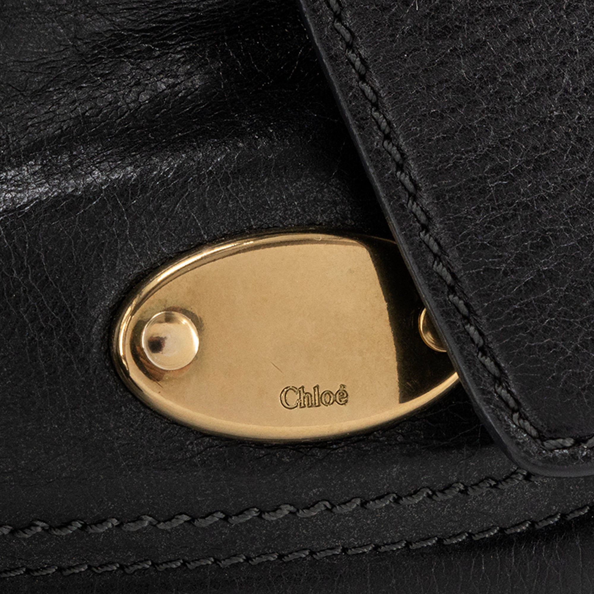 CHLOÉ - Sac à épaule Bay Chloé en cuir froissé noir