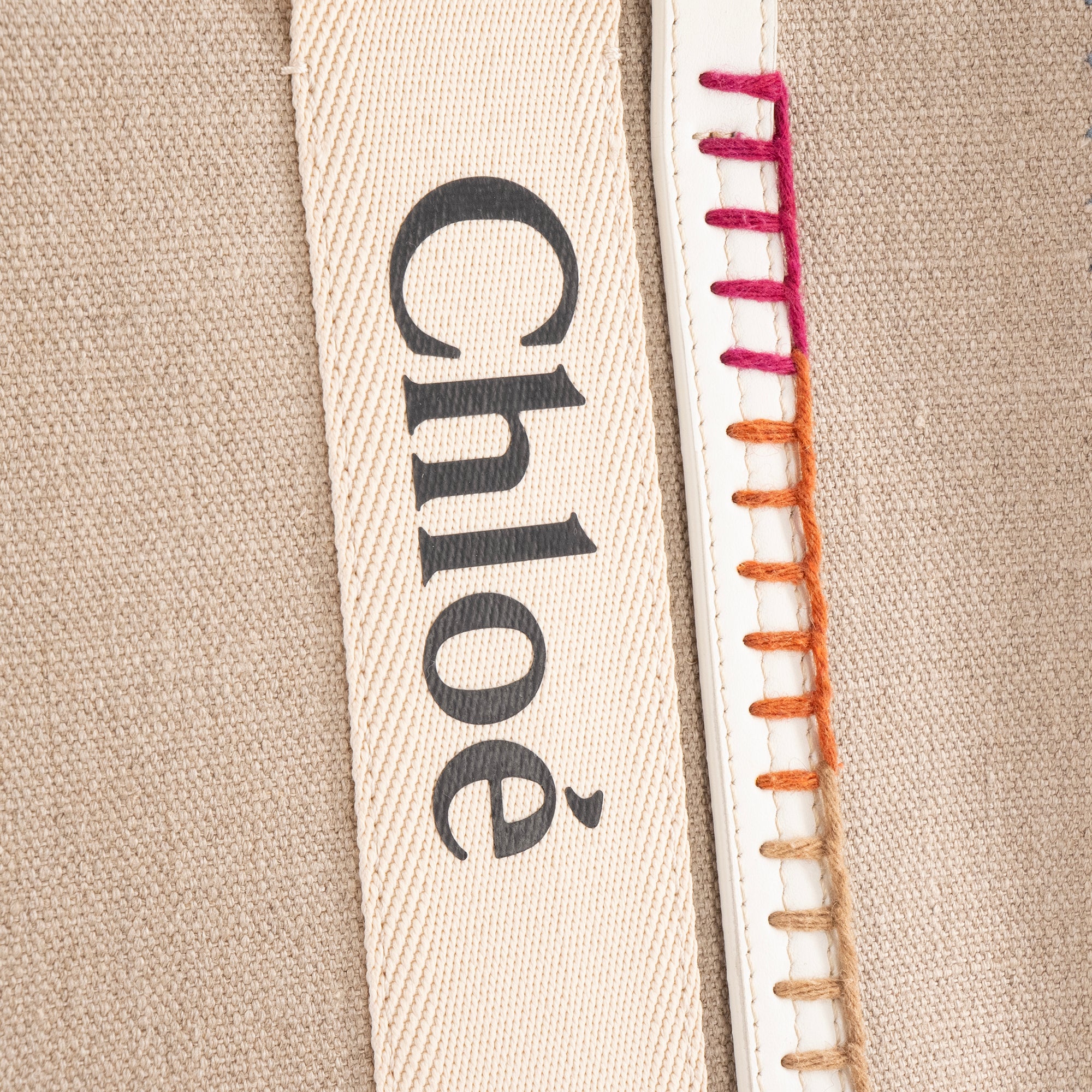 CHLOÉ - Sac cabas Woody Chloé en lin beige édition limitée