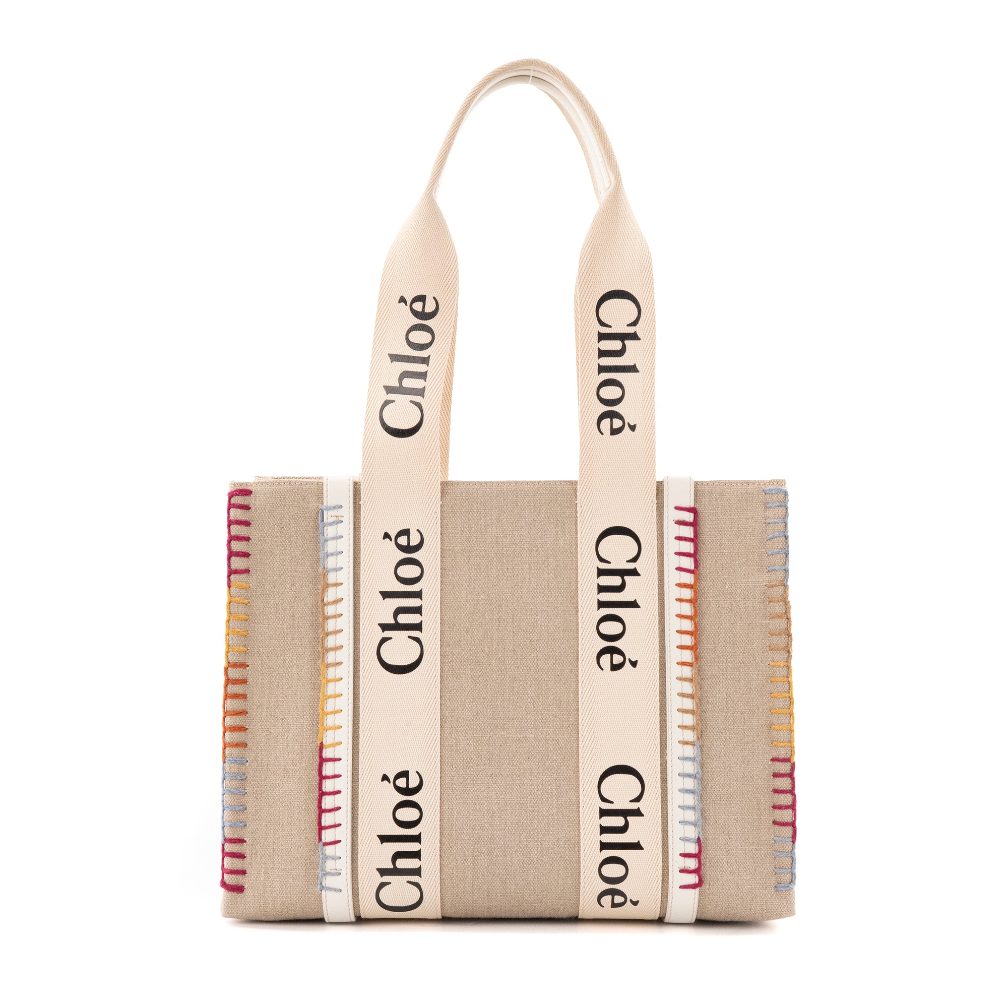 CHLOÉ - Sac cabas Woody Chloé en lin beige édition limitée