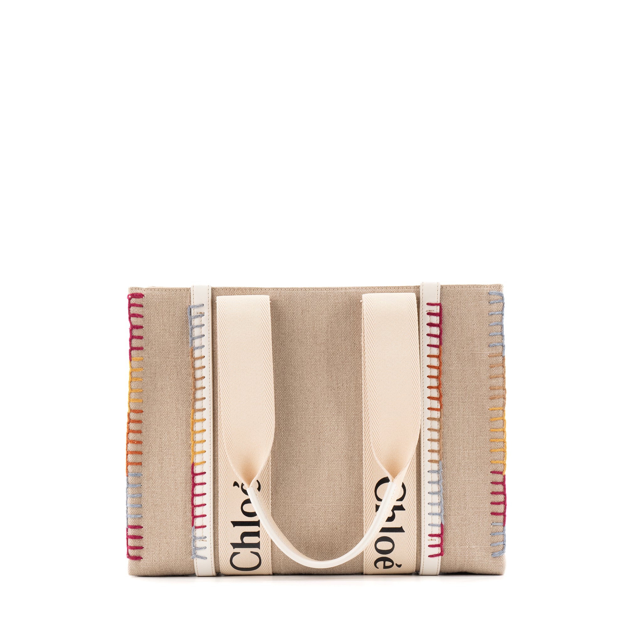 CHLOÉ - Sac cabas Woody Chloé en lin beige édition limitée