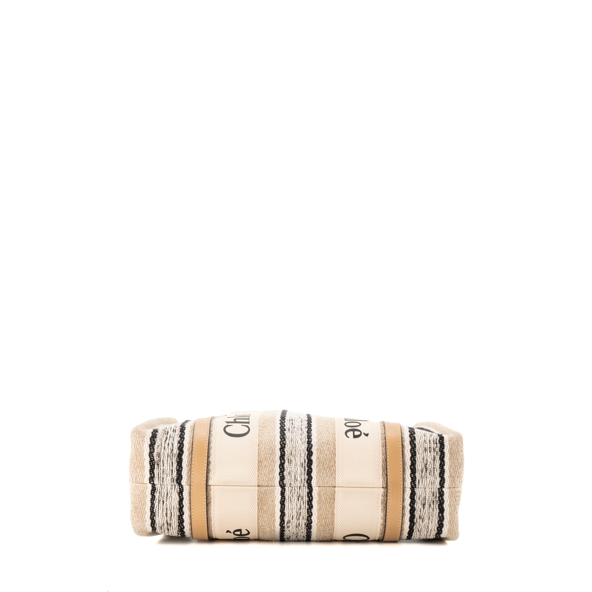 CHLOÉ - Sac Cabas Woody Chloé en toile et cuir beige et noir