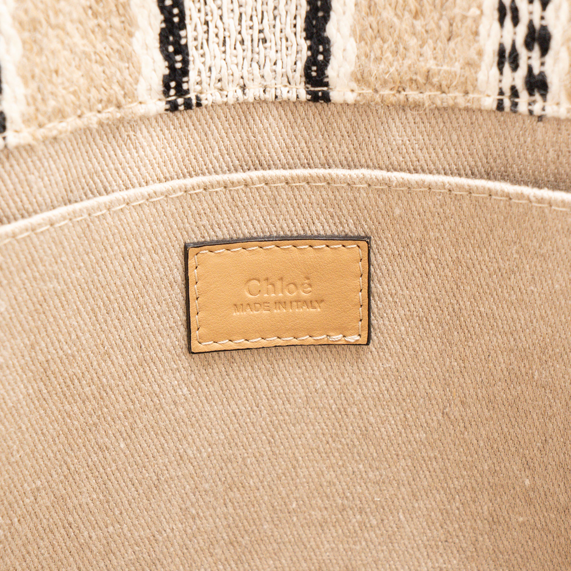 CHLOÉ - Sac Cabas Woody Chloé en toile et cuir beige et noir