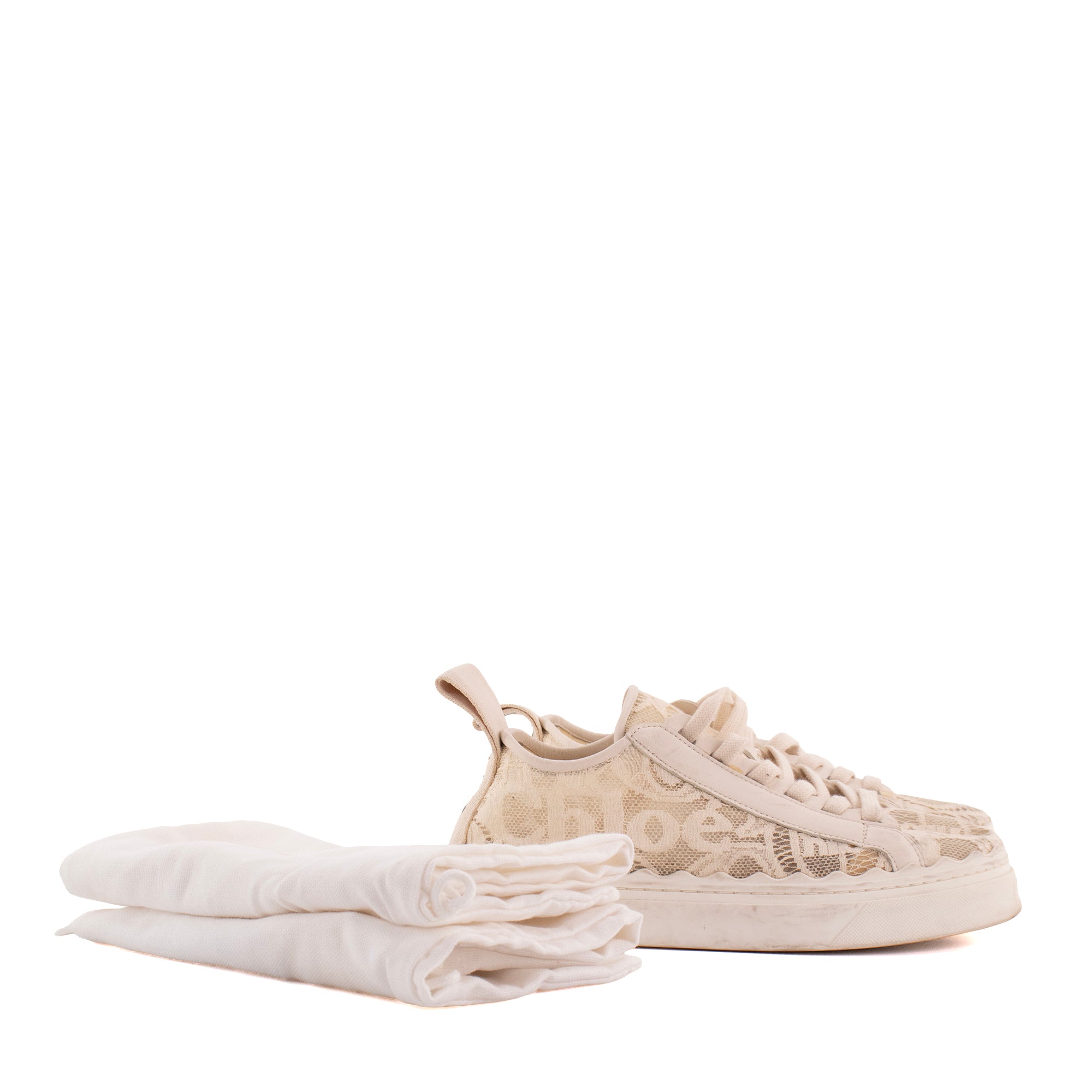 CHLOÉ - Sneakers Lauren Chloé en dentelle beige (T37)