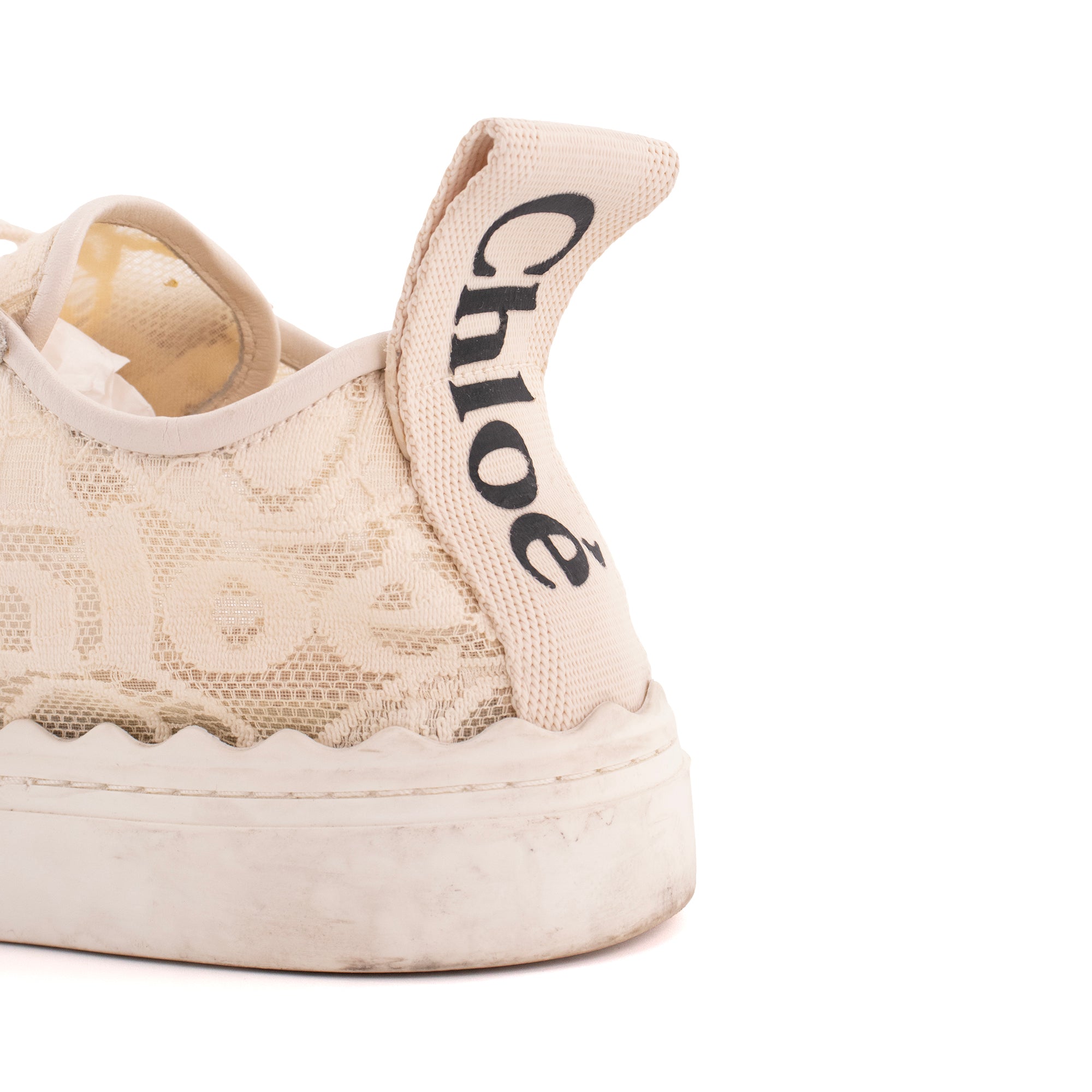 CHLOÉ - Sneakers Lauren Chloé en dentelle beige (T37)