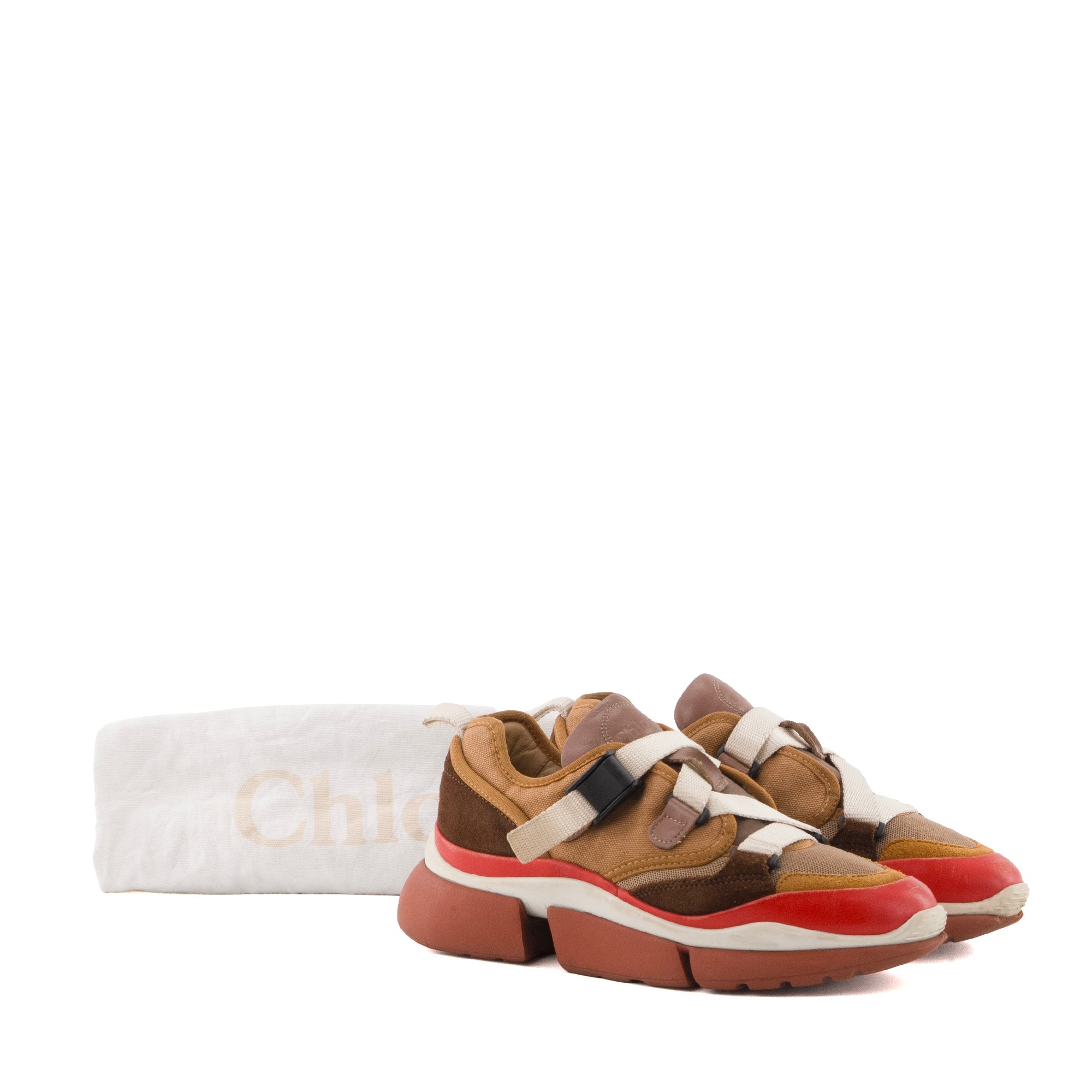 CHLOÉ - Sneakers Sonnie Chloe en toile et daim daim marron (T36)