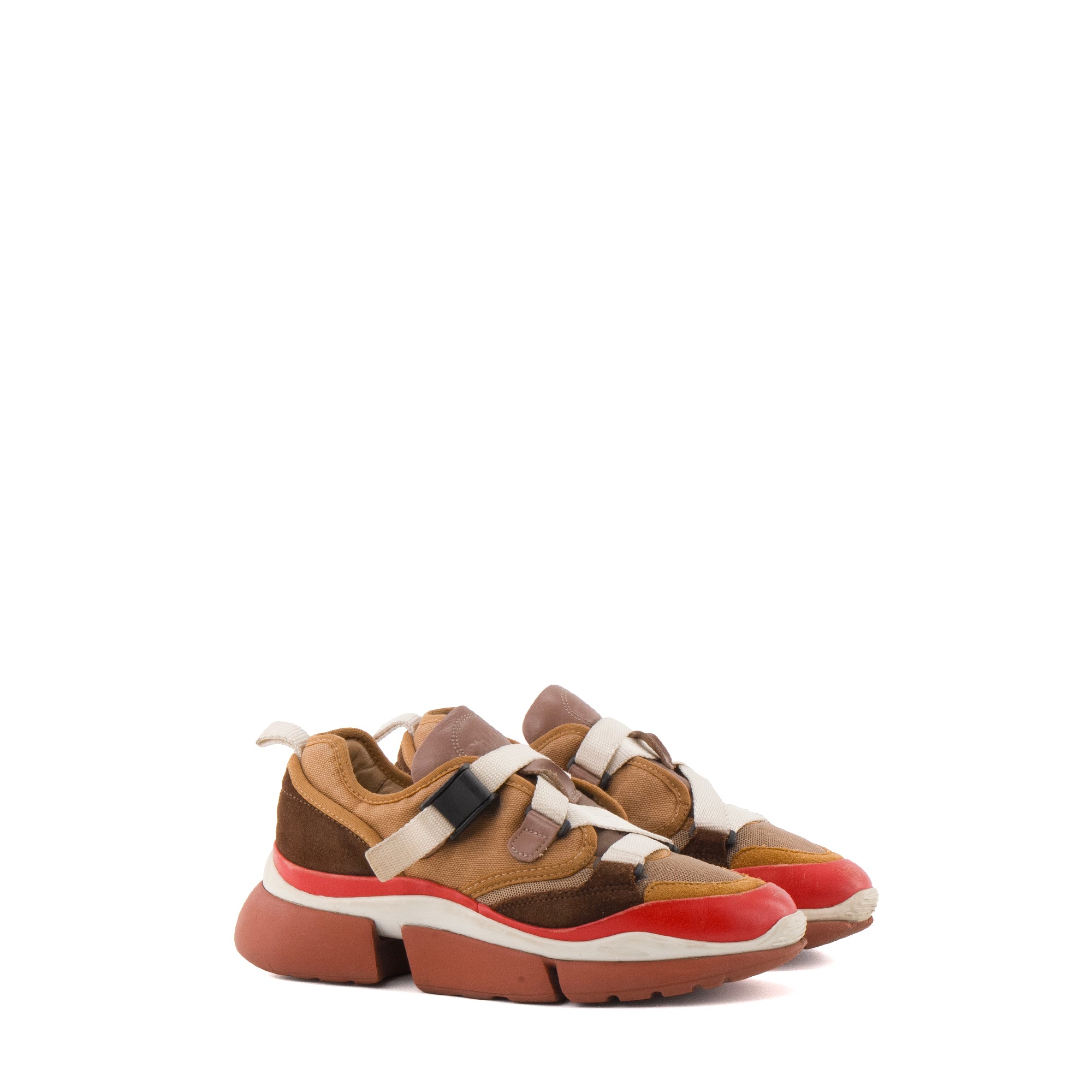 CHLOÉ - Sneakers Sonnie Chloe en toile et daim daim marron (T36)
