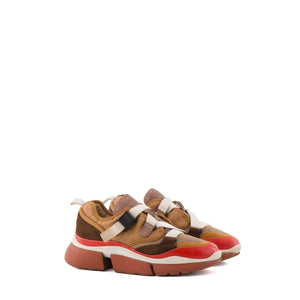 CHLOÉ - Sneakers Sonnie Chloe en toile et daim daim marron (T36)