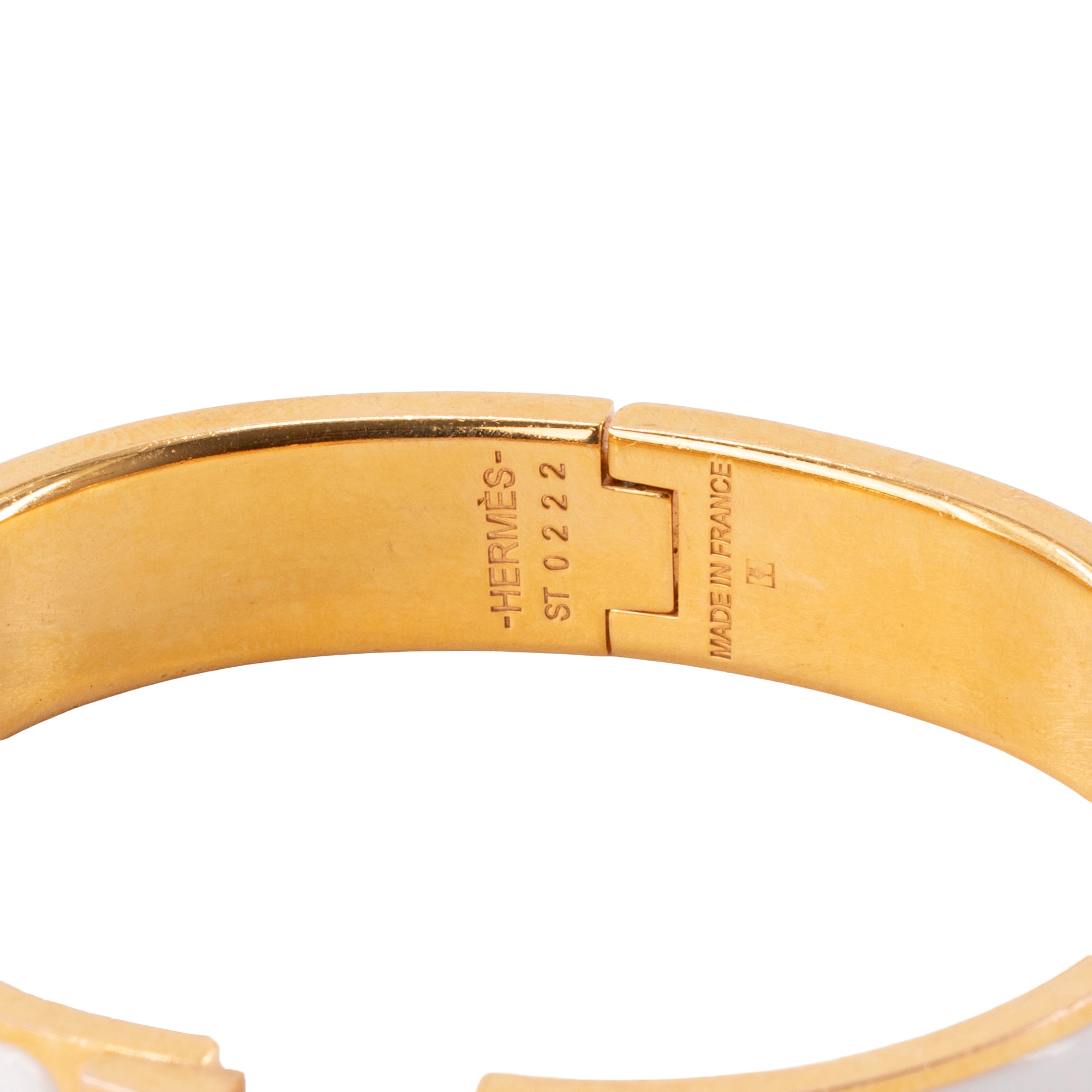 HERMÈS - Bracelet Clic H Hermès en émail blanc (PM)