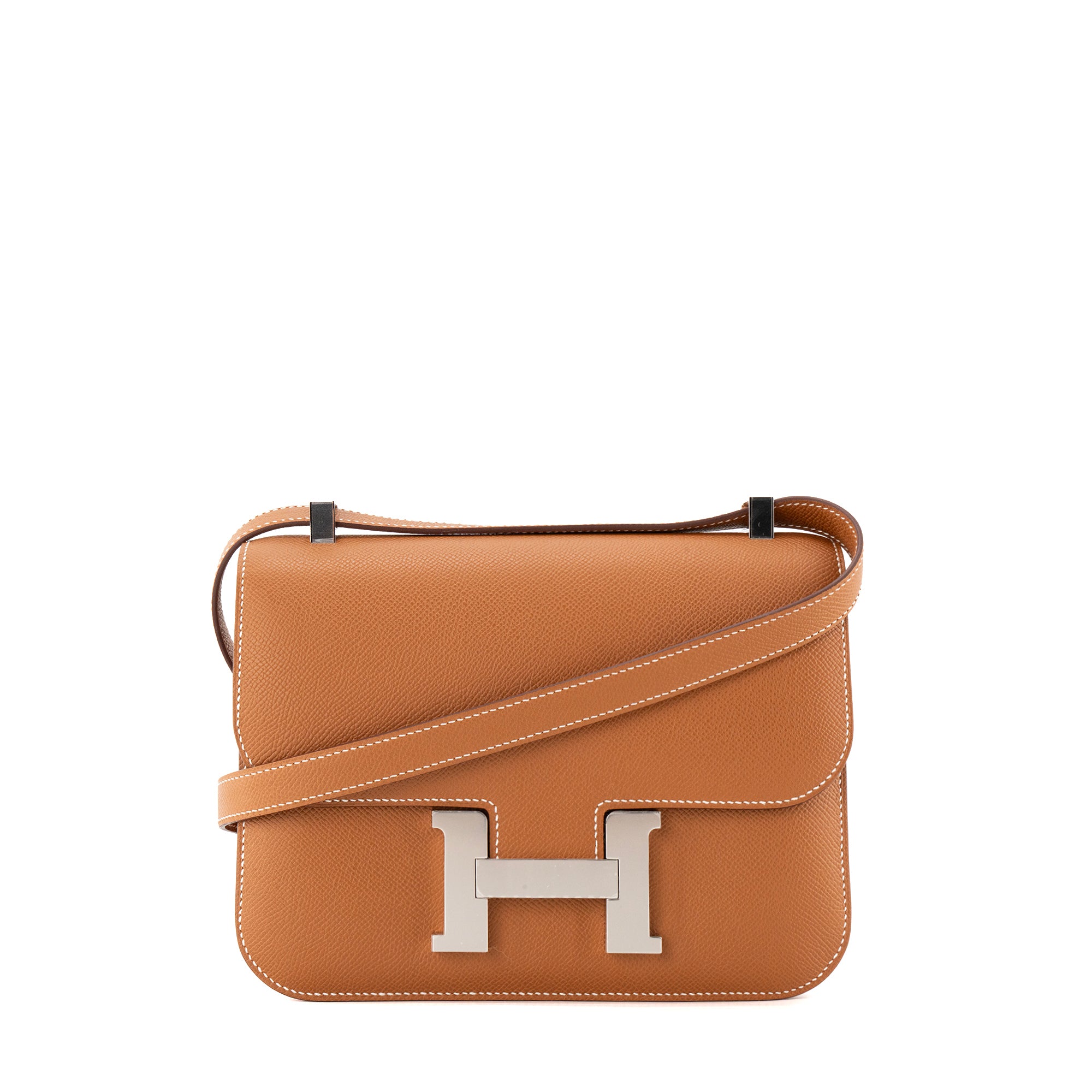 HERMÈS - Sac à bandoulière Constance 24 Hermès en cuir de veau espom gold