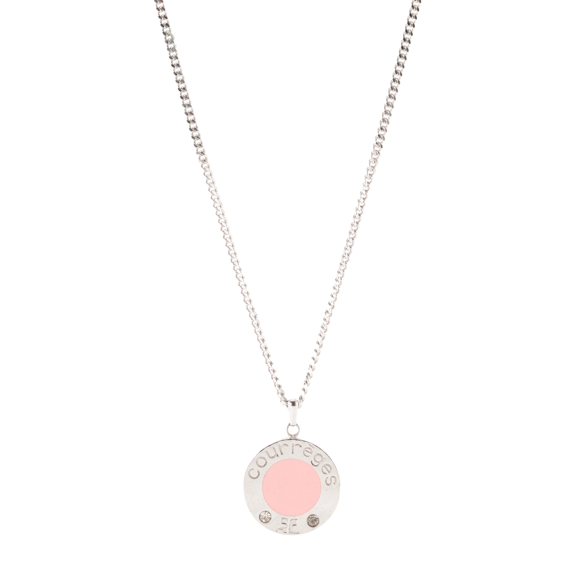 COURRÈGES - Courrèges silver-tone metal and pink enamel necklace