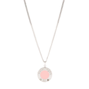 COURRÈGES - Collier Courrèges en métal argent et émail rose