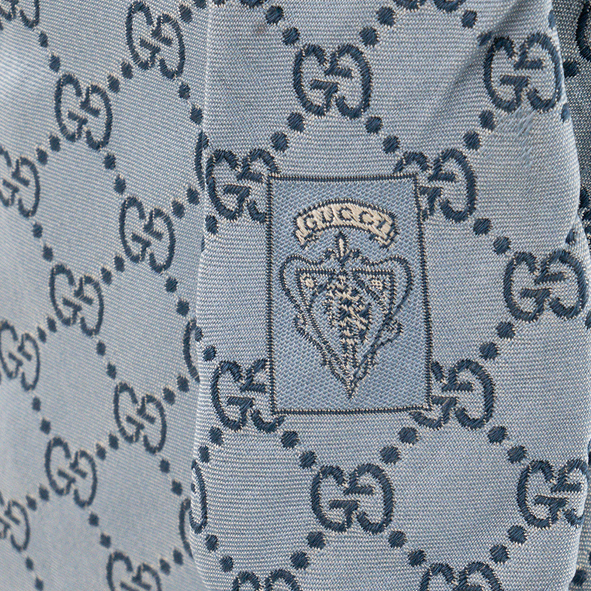 GUCCI - Cravate Gucci en soie monogrammée bleu