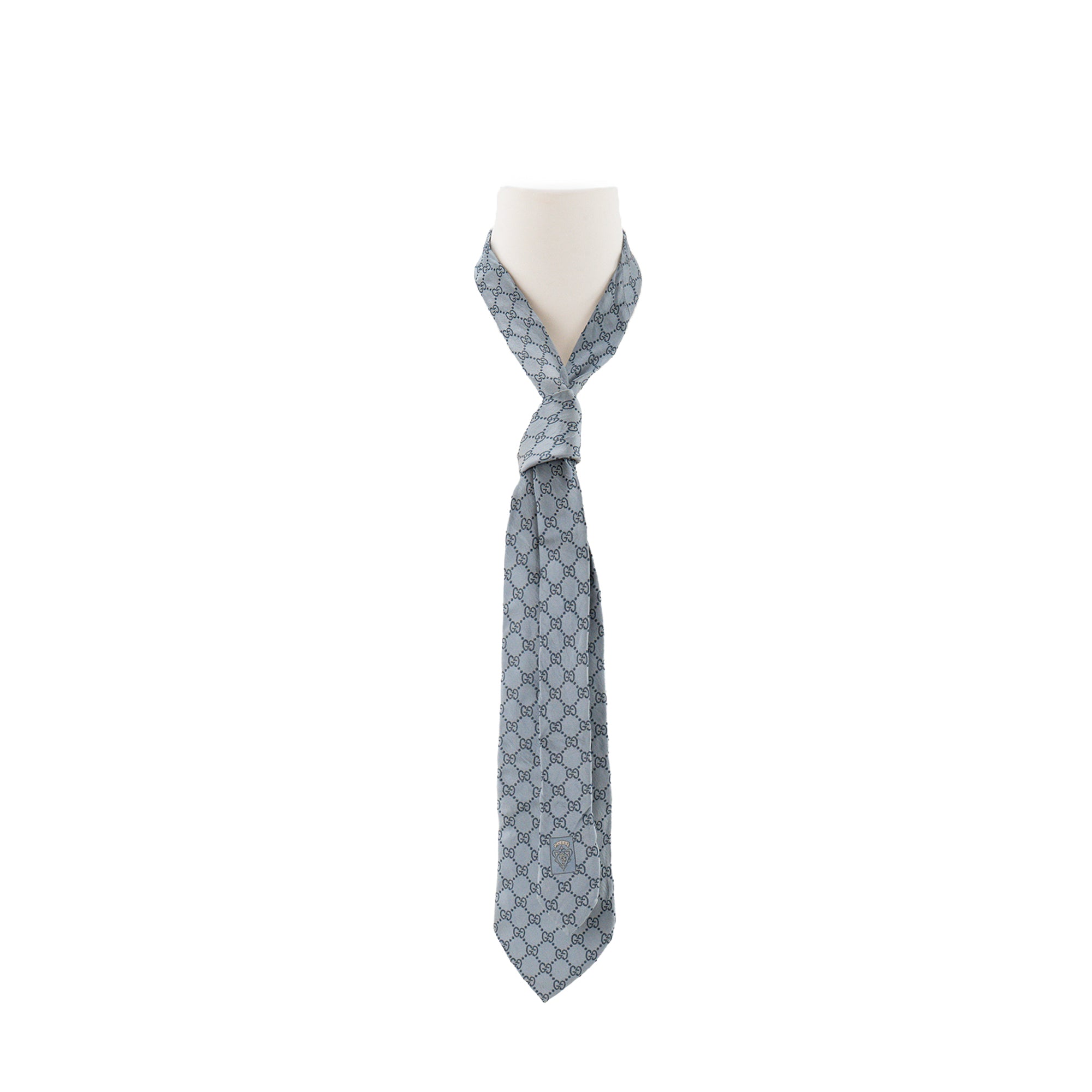 GUCCI - Cravate Gucci en soie monogrammée bleu