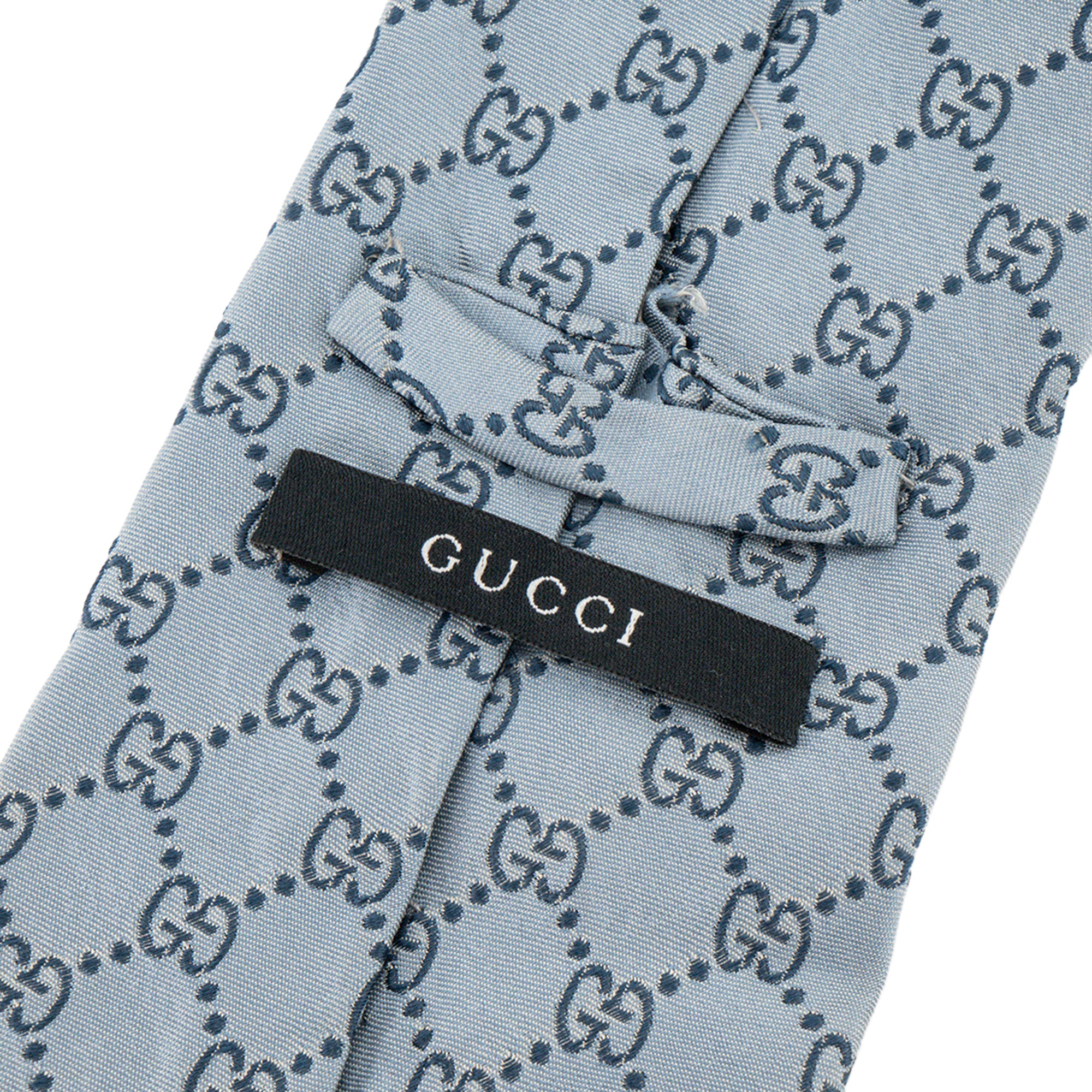 GUCCI - Cravate Gucci en soie monogrammée bleu