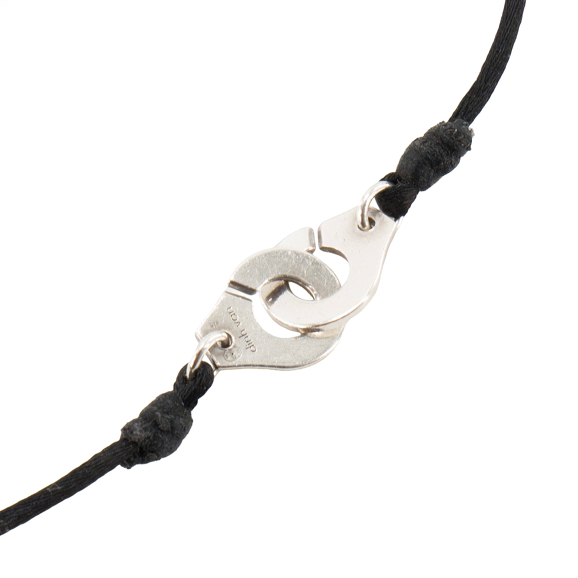 DINH VAN - Bracelet Menottes R12 Dinh Van en argent et cordon noir